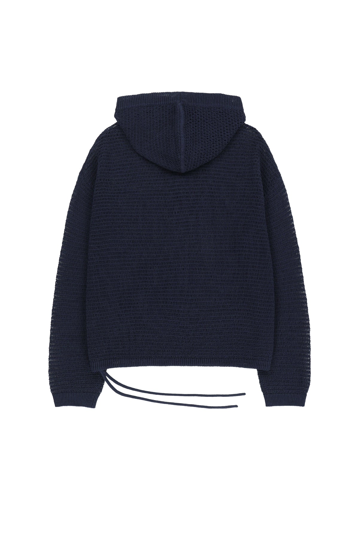 matinkim OVERSIZED MESH KNIT HOODIE IN NAVY