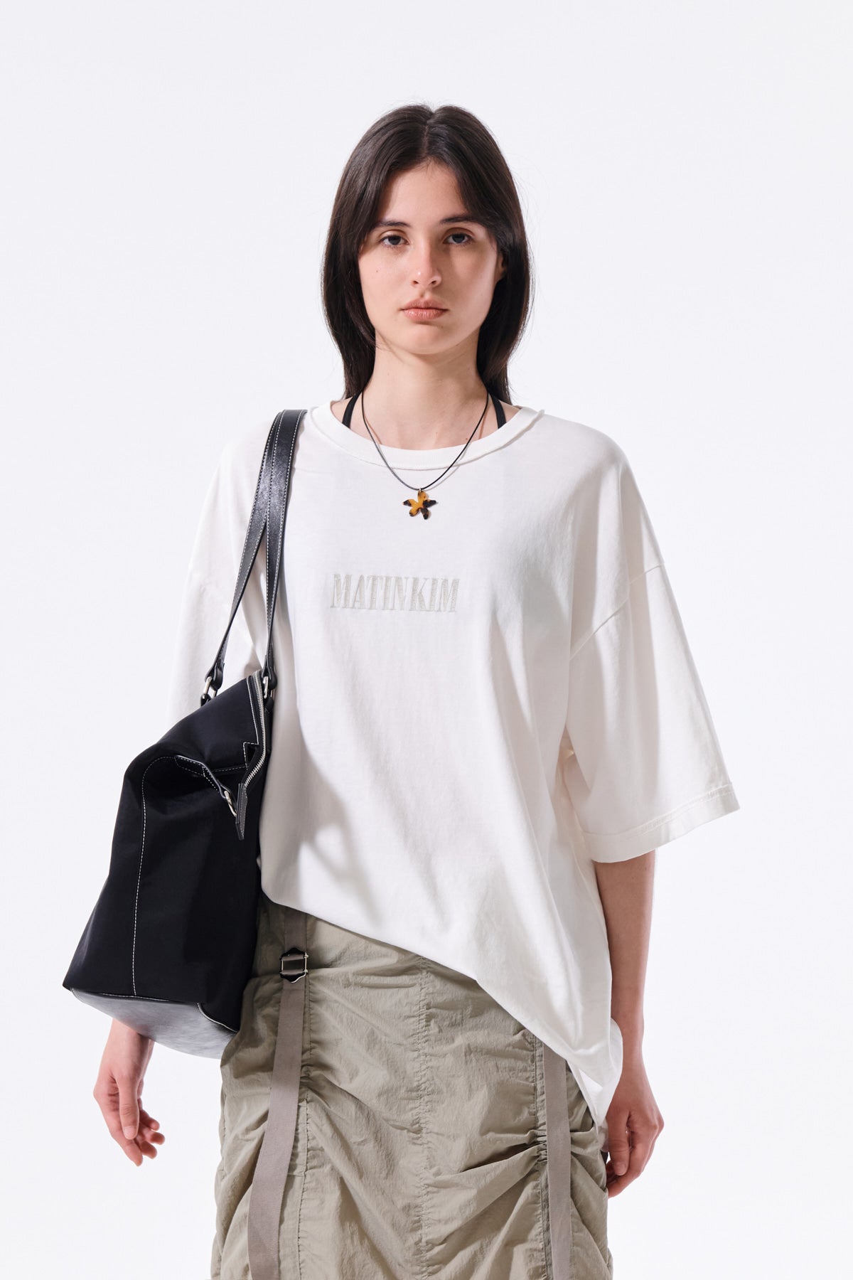 matinkim VINTAGE LETTERING GRAFFITI TOP IN WHITE