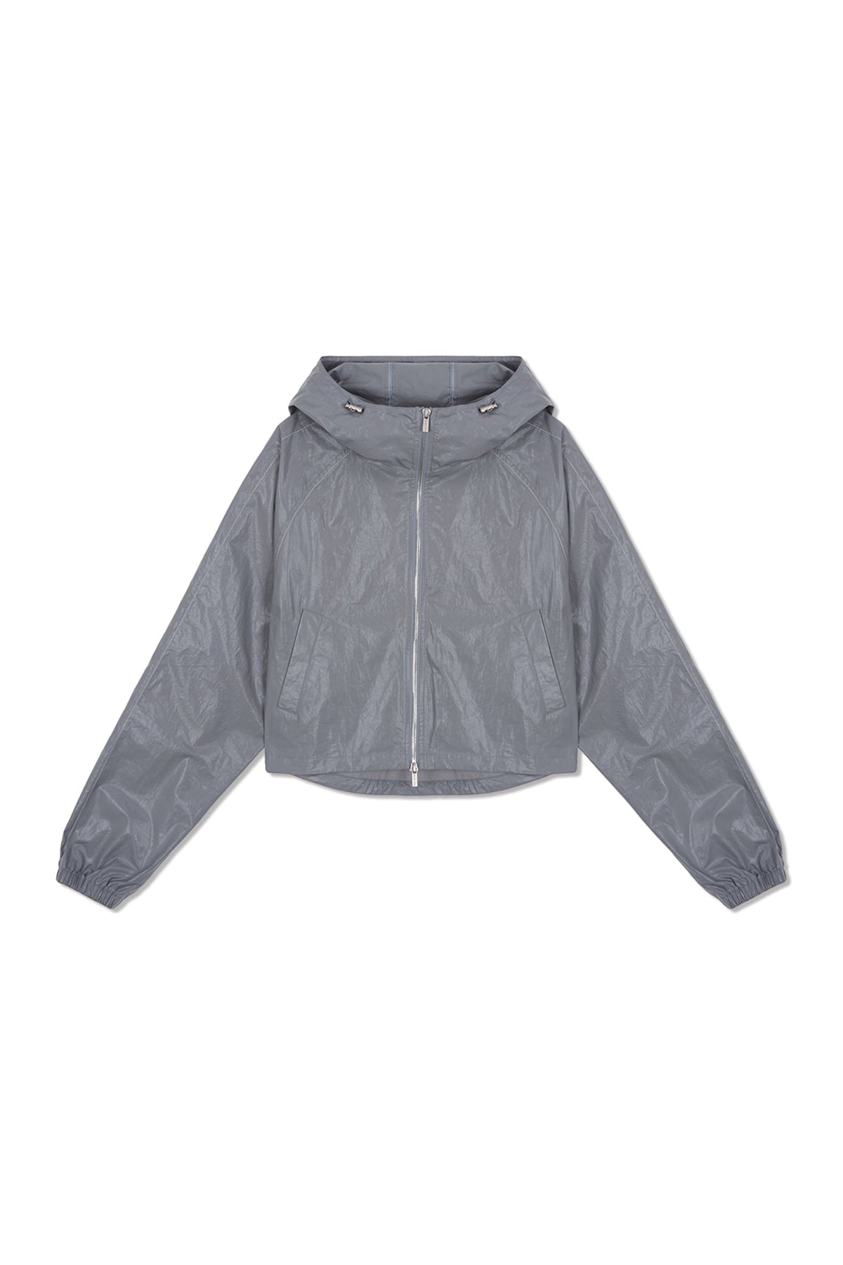 matinkim MATIN CROP HOODY COATING JUMPER IN DARK GREY