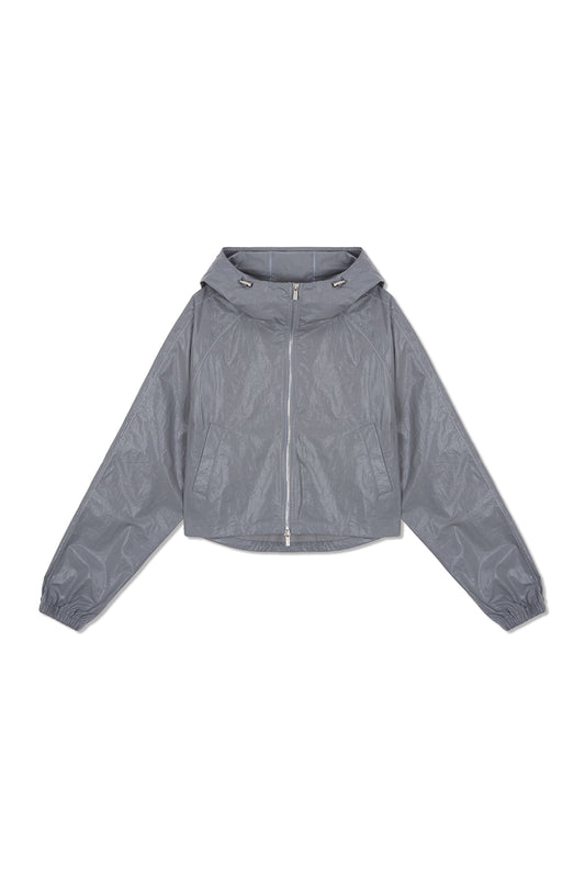 matinkim MATIN CROP HOODY COATING JUMPER IN DARK GREY