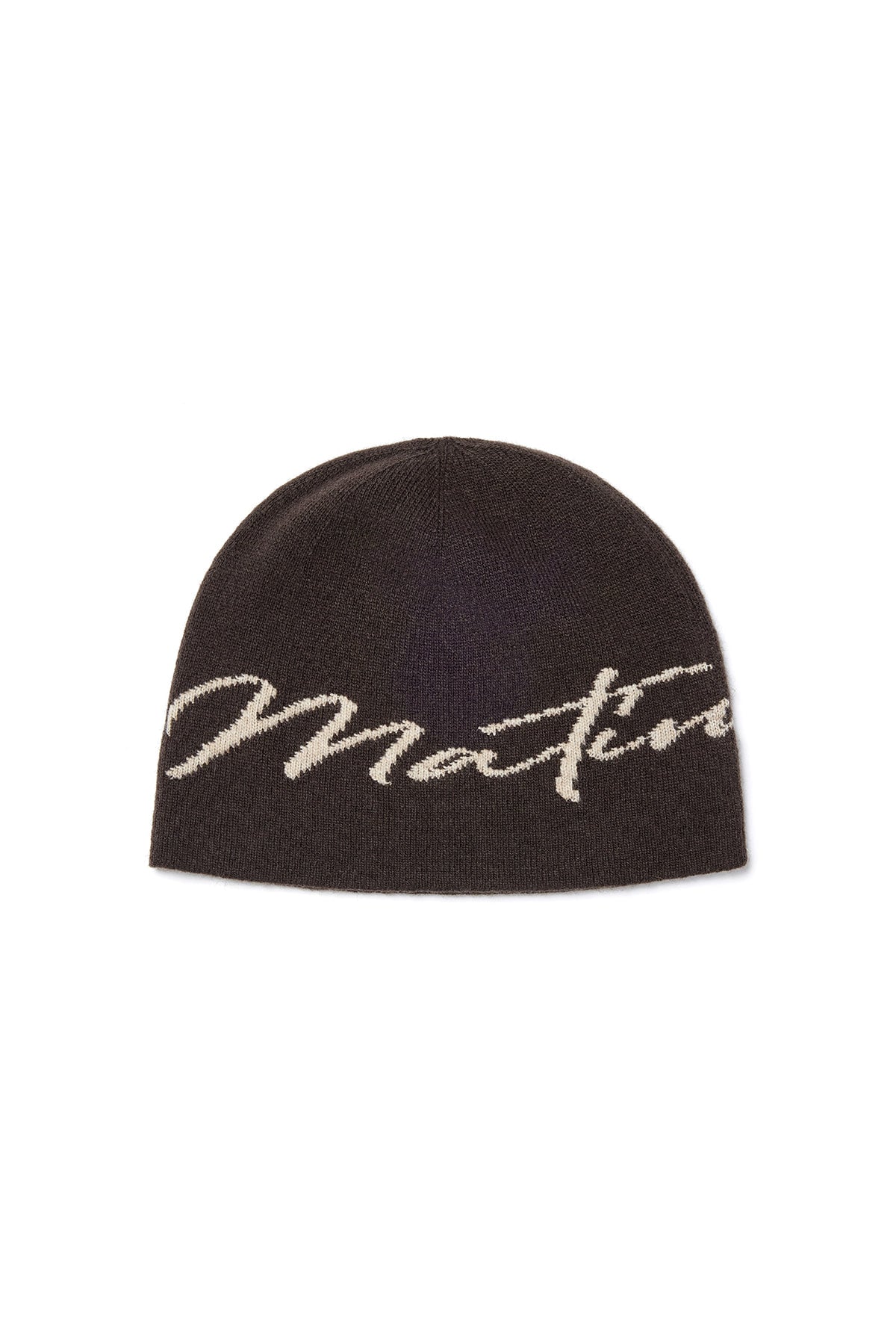 matinkim MATIN LOGO SCRIPT BEANIE IN BROWN