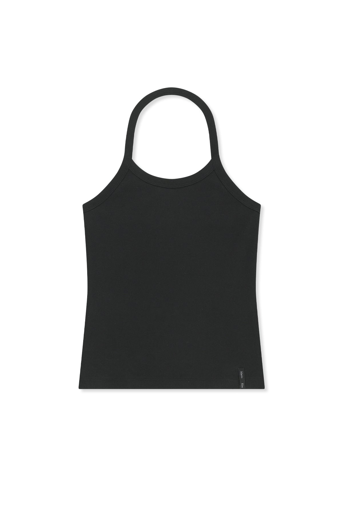 matinkim LABEL DETAIL HALTER TANK TOP IN BLACK