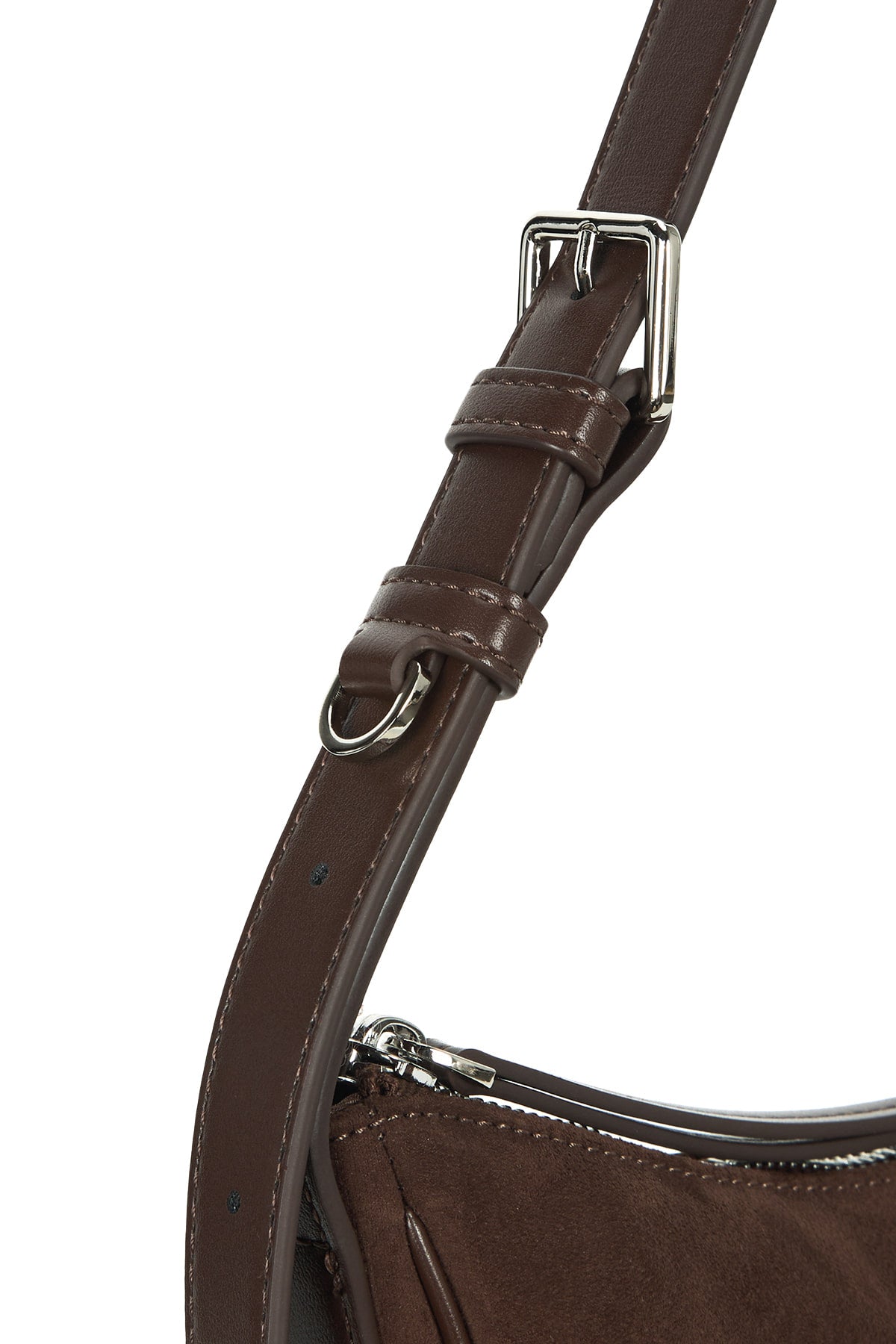 matinkim SUEDE MINI ARC HOBO BAG IN BROWN