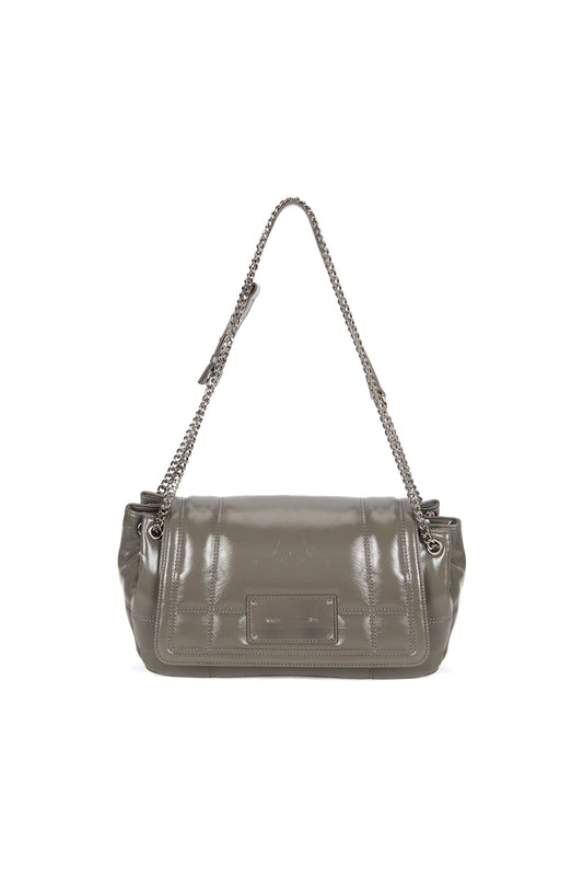 matinkim GLOSSY QUILTING MEDIUM CHAIN BAG IN GREY