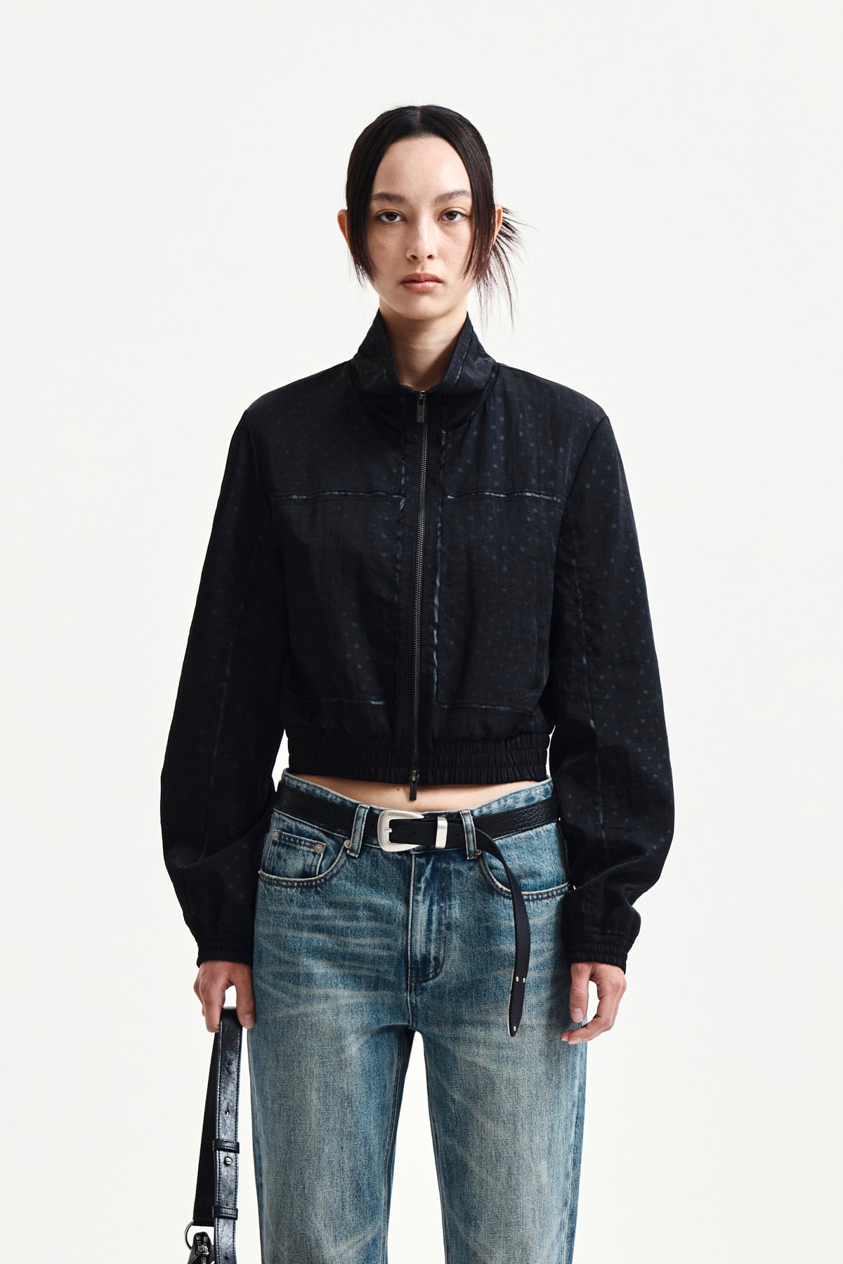 matinkim CROPPED EMBROIDERY BACK LOGO JUMPER IN STRONG BLACK