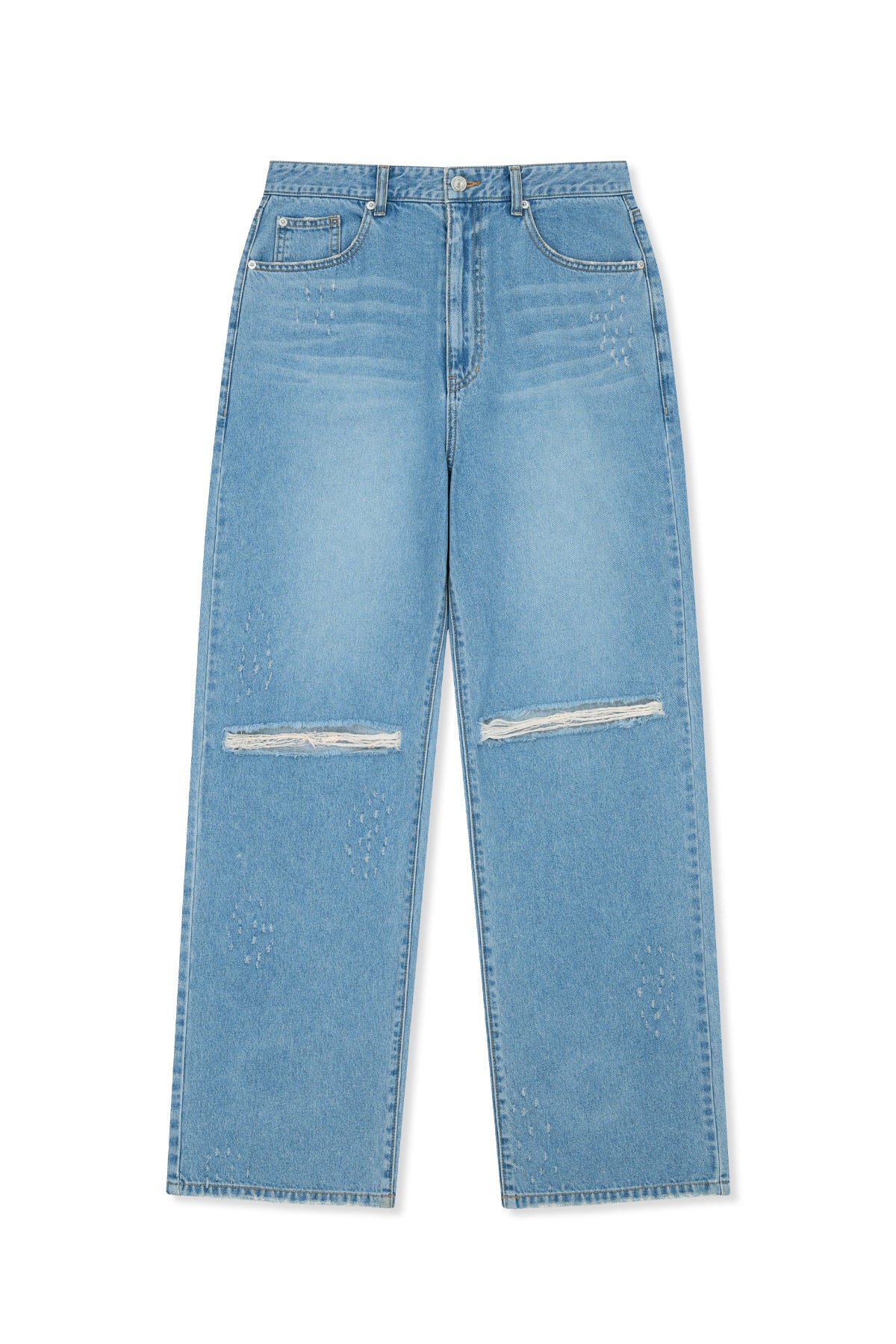 matinkim DISTRESSED DENIM PANTS FOR MEN IN BLUE