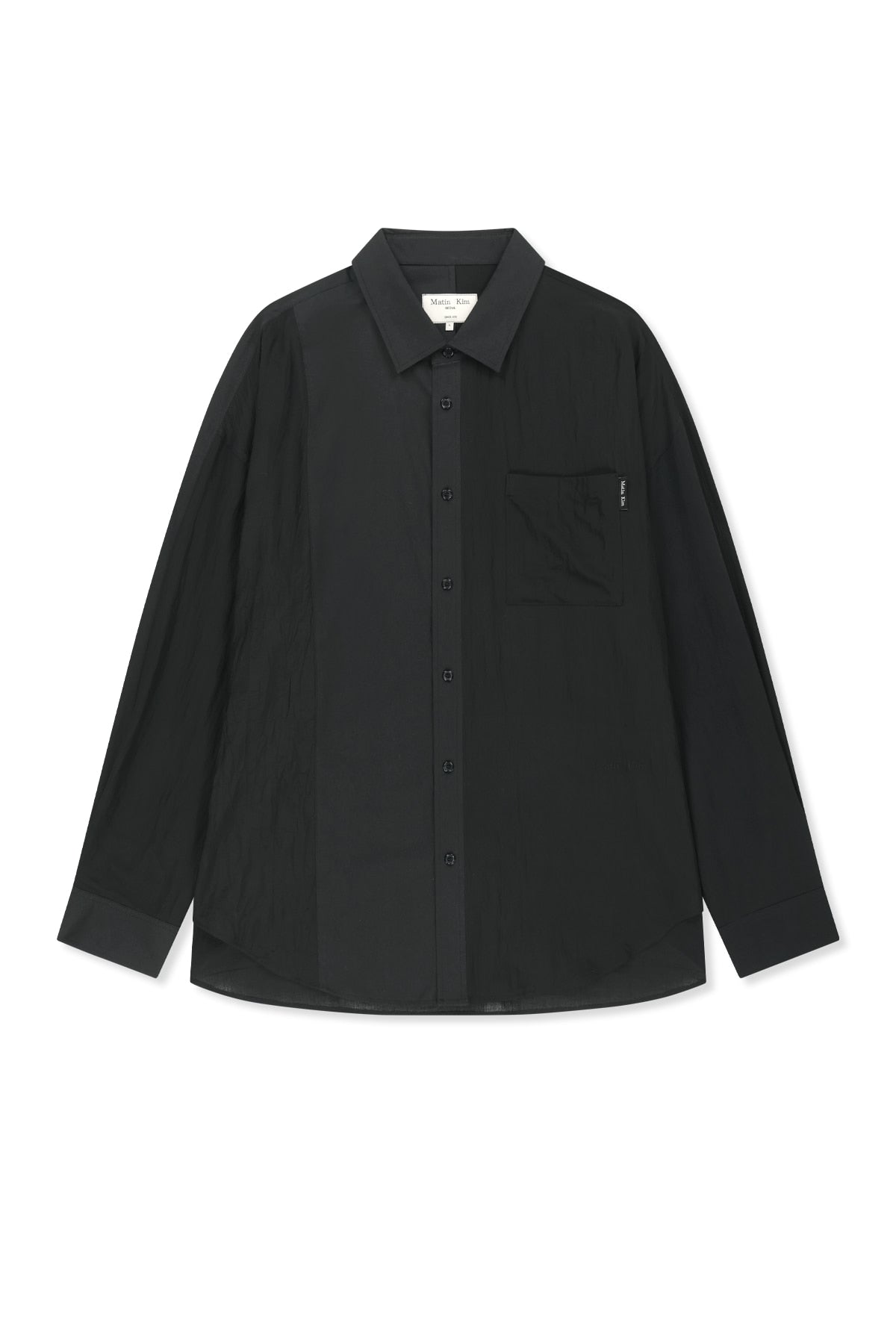 matinkim MIXED PANEL OVER FIT SHIRT IN BLACK
