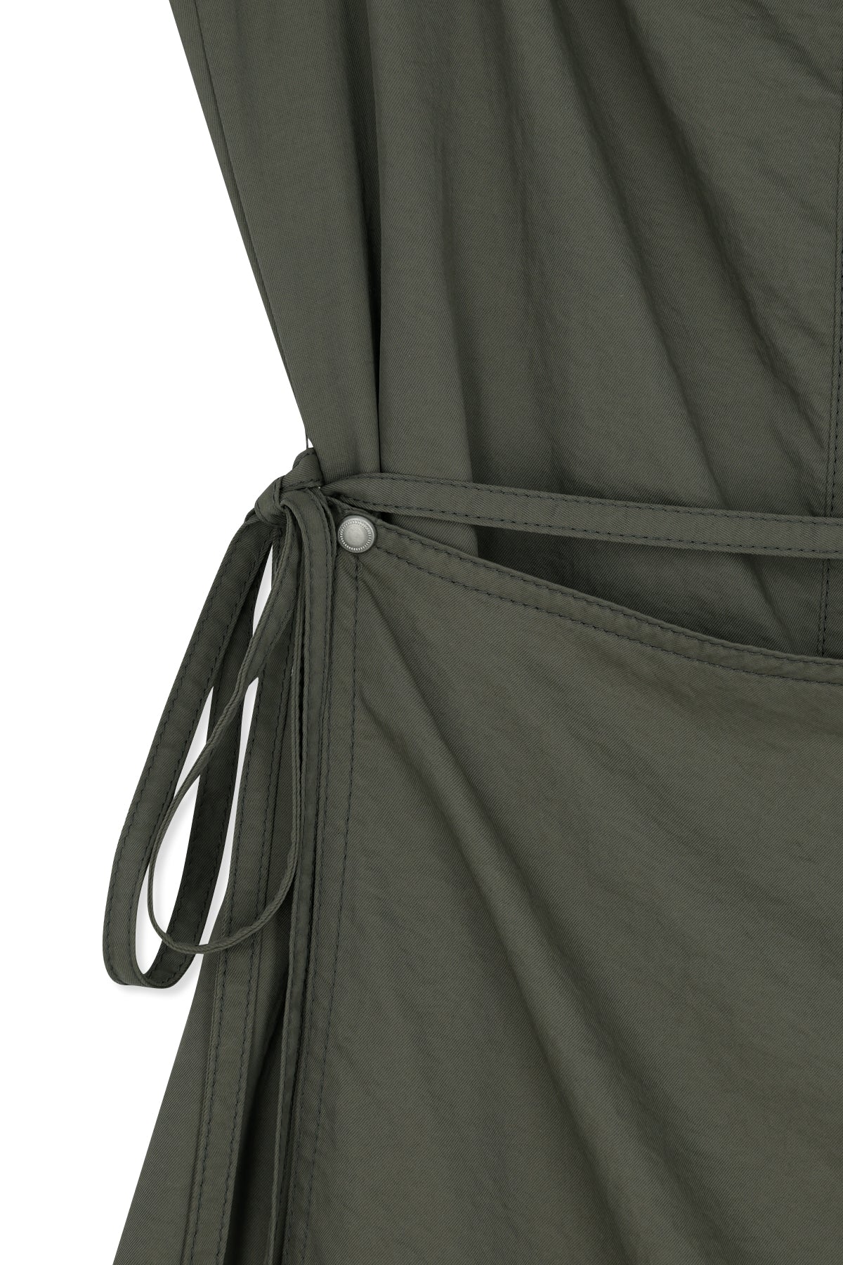 matinkim SLEEVELESS WRAP DRESS IN KHAKI