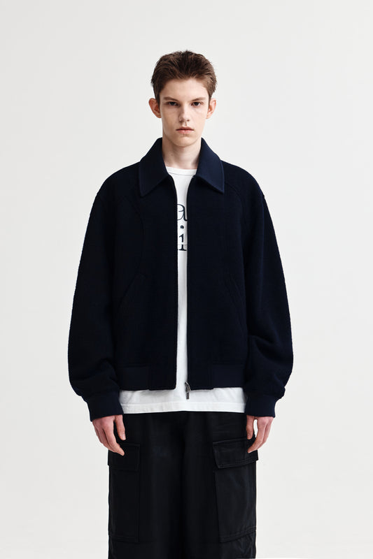 matinkim CURVED POINT WOOL JUMPER FOR MEN IN NAVY