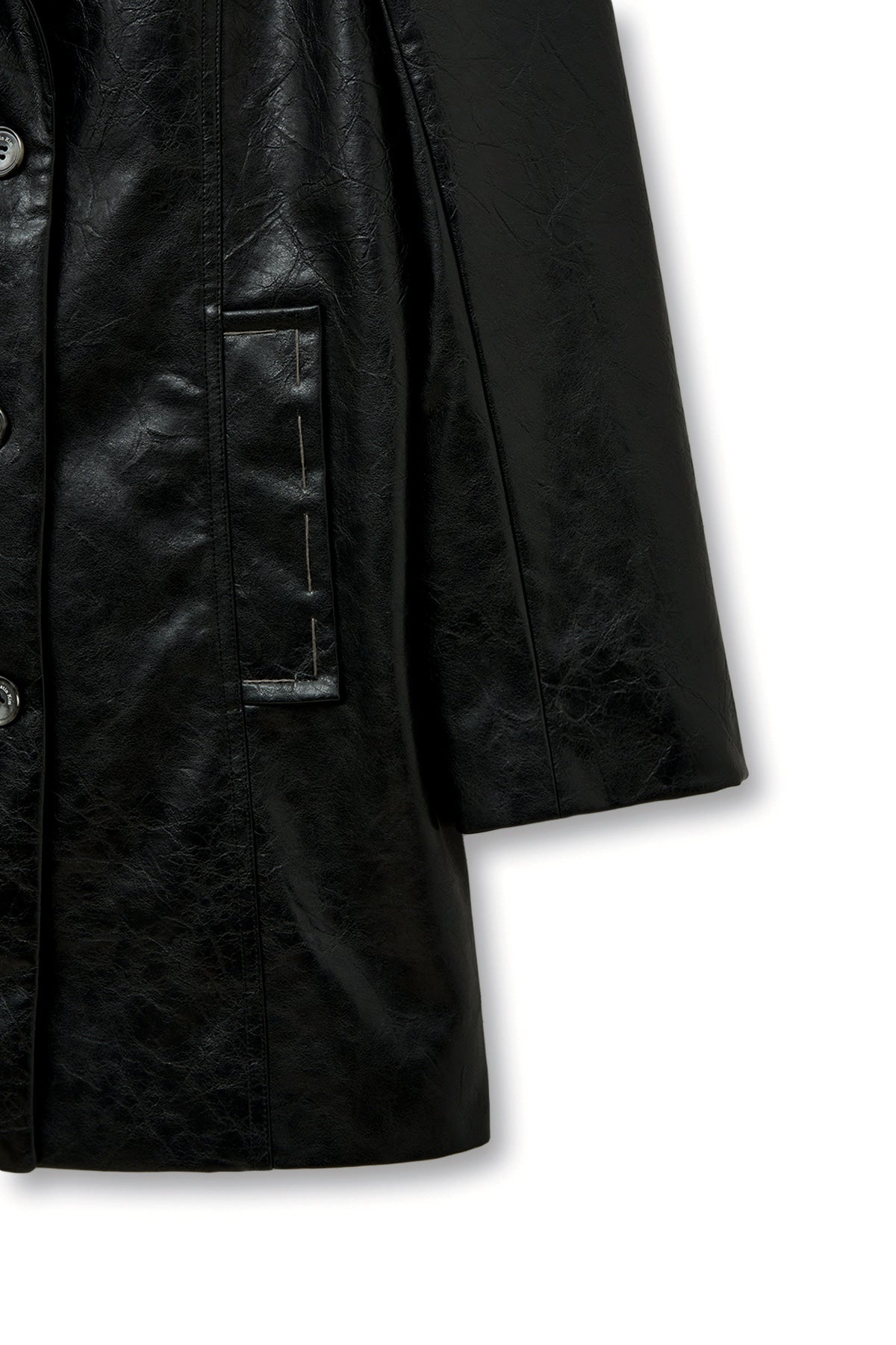 matinkim FAUX LEATHER HALF DOUBLE JACKET IN BLACK