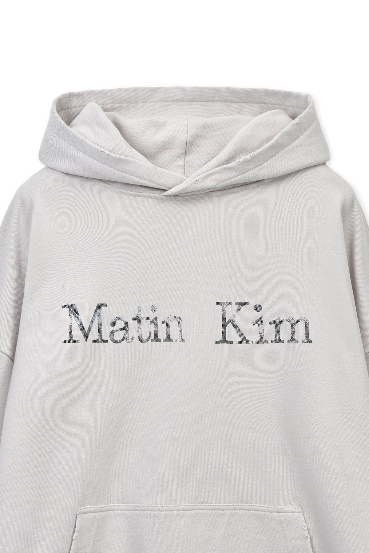matinkim RAW EDGE HEM SWEAT HOODY IN LIGHT BEIGE