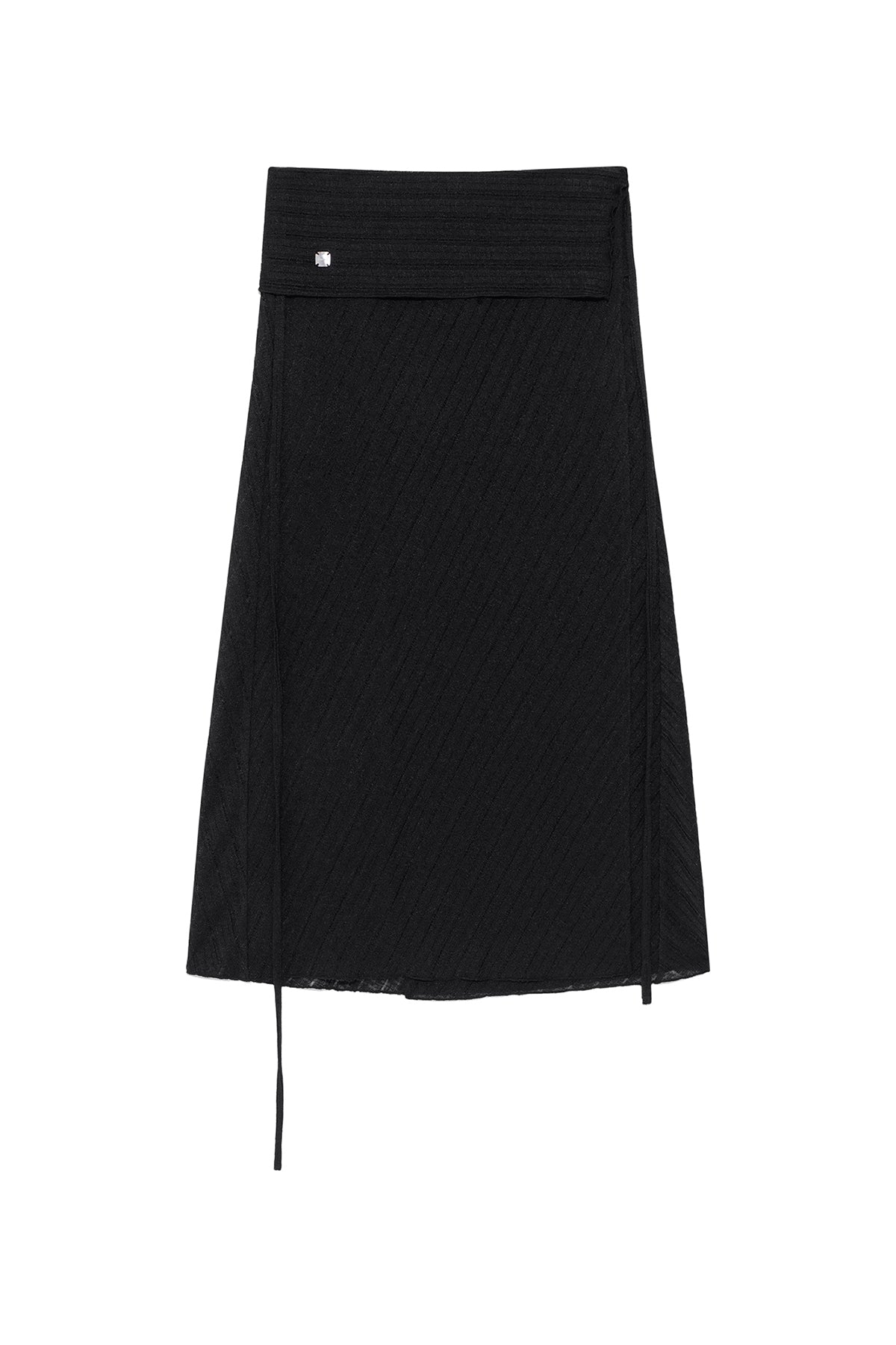 matinkim FOLDOVER LAYERED MAXI WRAP SKIRT IN BLACK