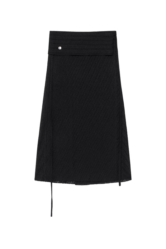 matinkim FOLDOVER LAYERED MAXI WRAP SKIRT IN BLACK