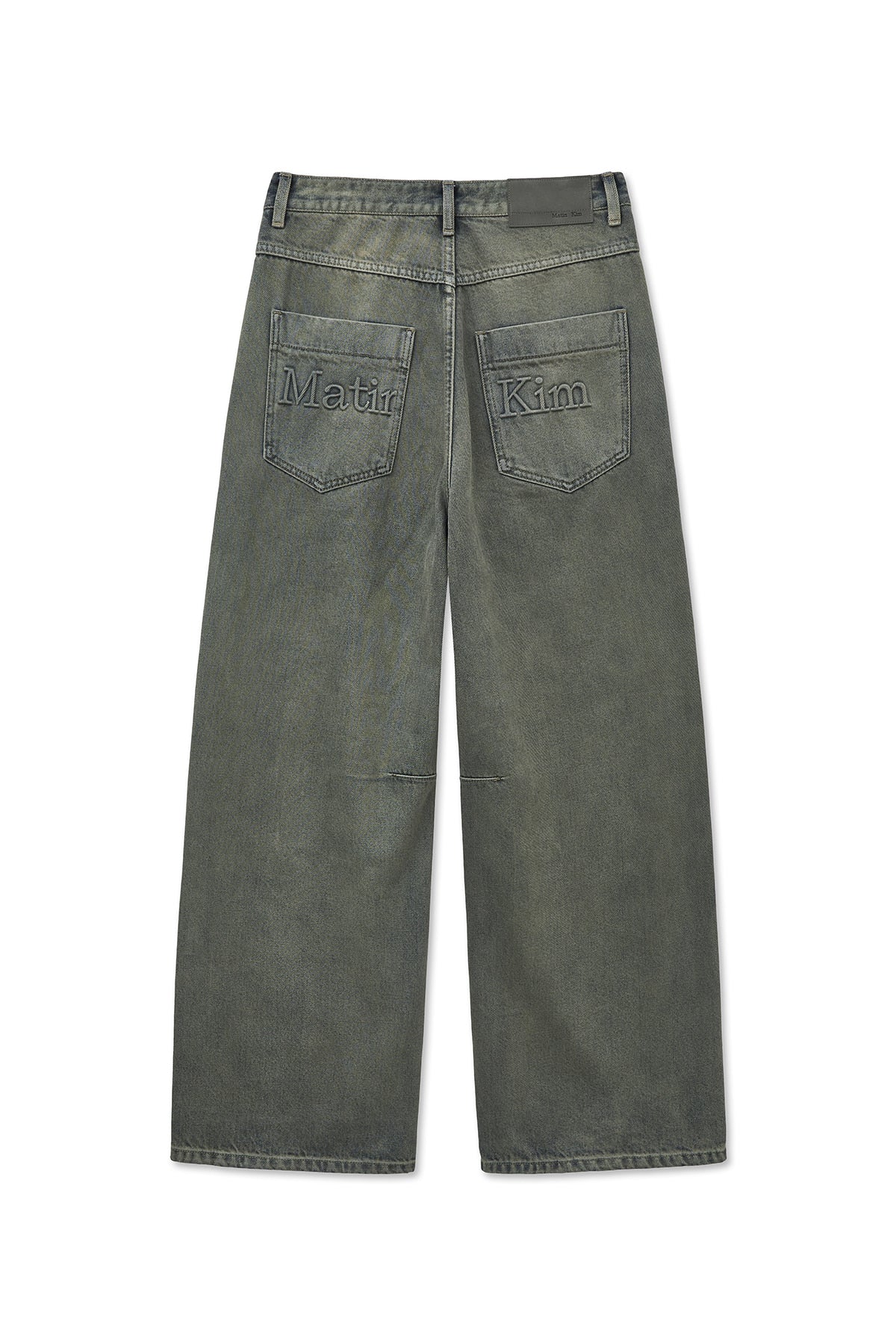 matinkim BACK LOGO WIDE DENIM PANTS IN SMOKE BLUE