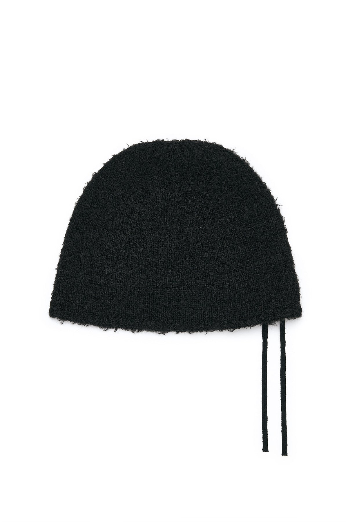matinkim RIBBON TIE KNIT BEANIE IN BLACK