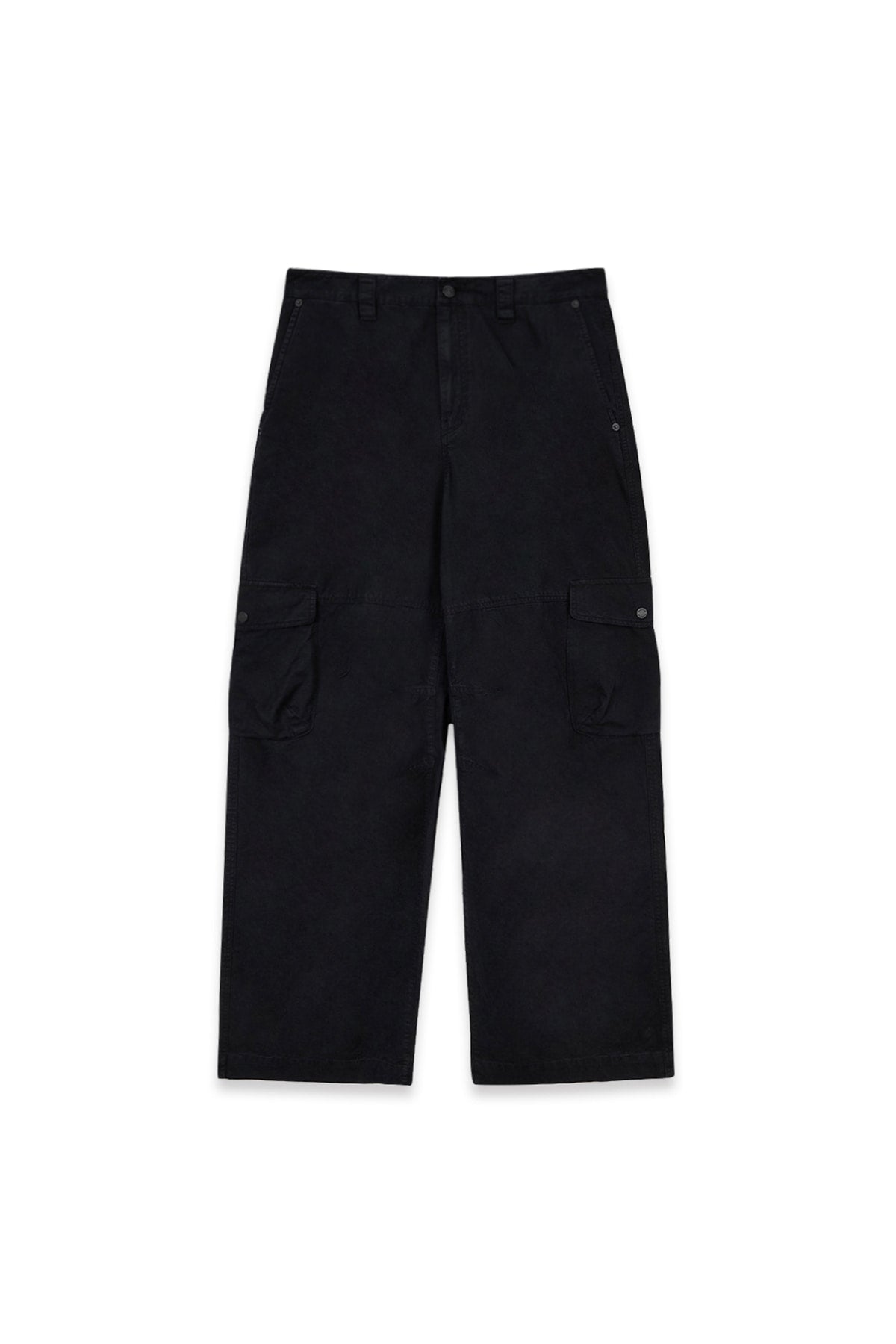 matinkim WASHED WIDE CARGO PANTS FOR MEN IN BLACK