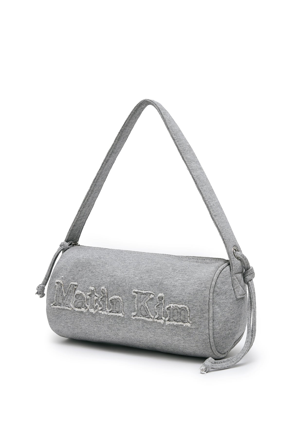 matinkim APPLIQUE LOGO JERSEY DUFFLE BAG IN GREY