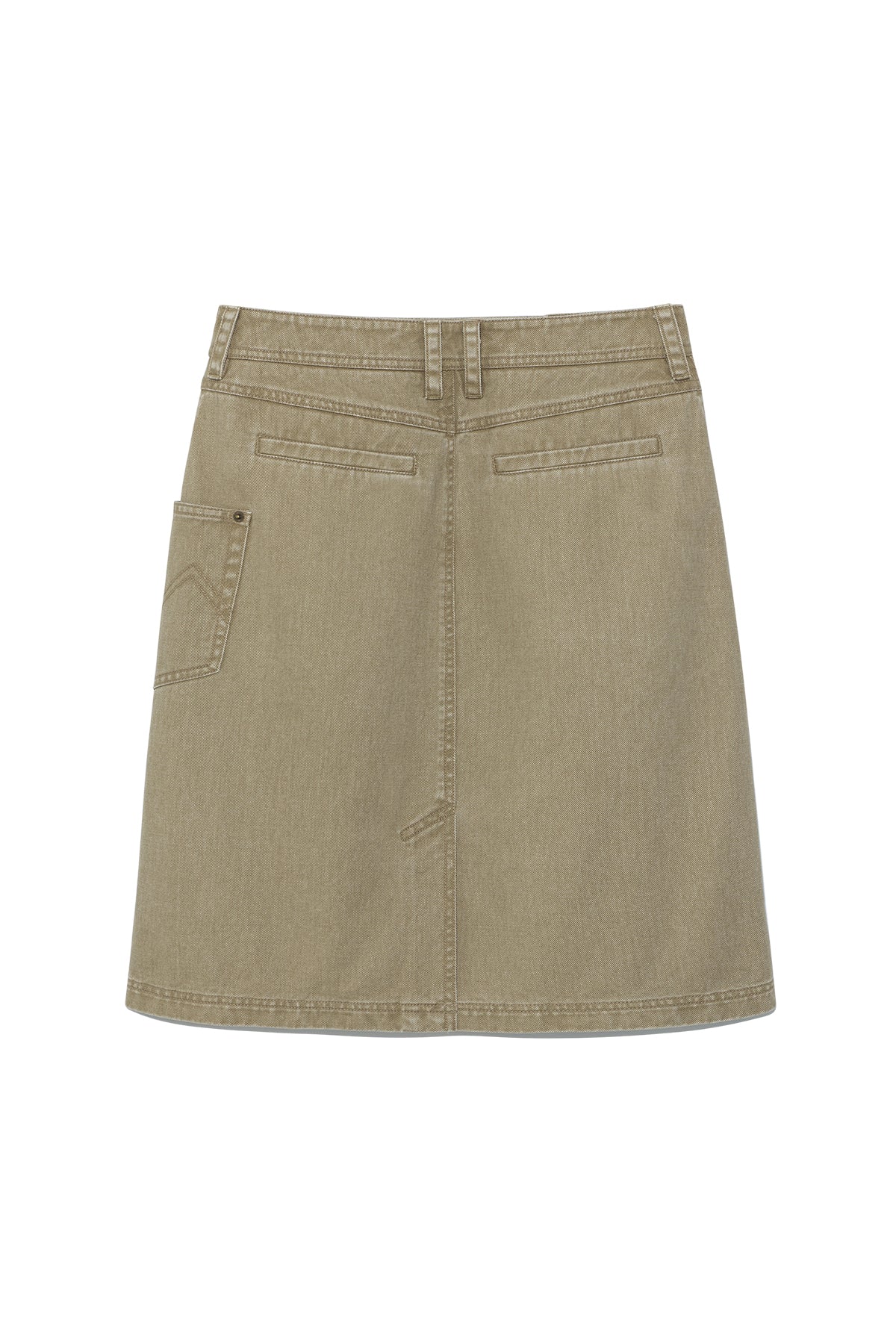 matinkim SIDE POCKET POINT MIDI SKIRT IN LIGHT KHAKI