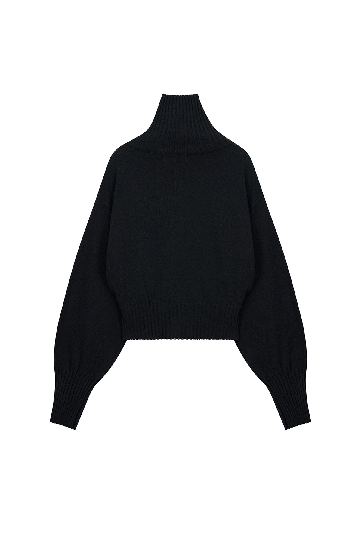 matinkim HIGH NECK EMBROIDERED LOGO ZIP UP FOR WOMEN IN BLACK
