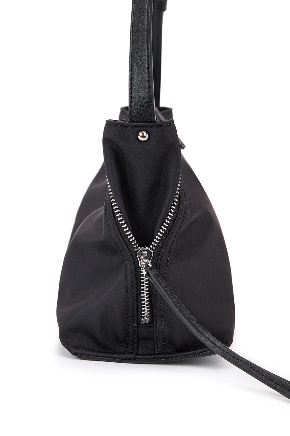 matinkim SIDE ZIPPER FABRIC TWO WAY BAG IN BLACK