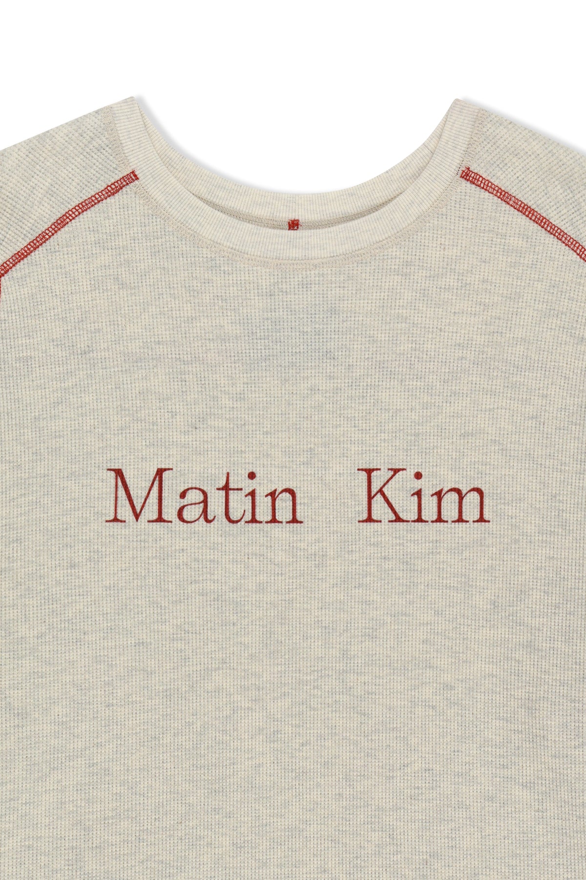matinkim MATIN KIM LOGO WAFFLE TOP FOR MEN IN LIGHT BEIGE