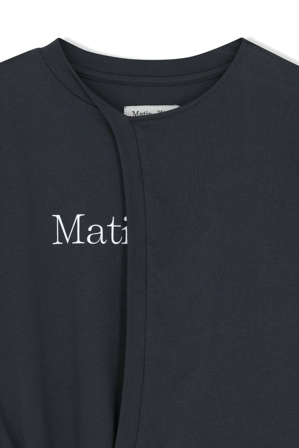 matinkim TIE DETAIL DRAPED LOGO TOP IN CHARCOAL
