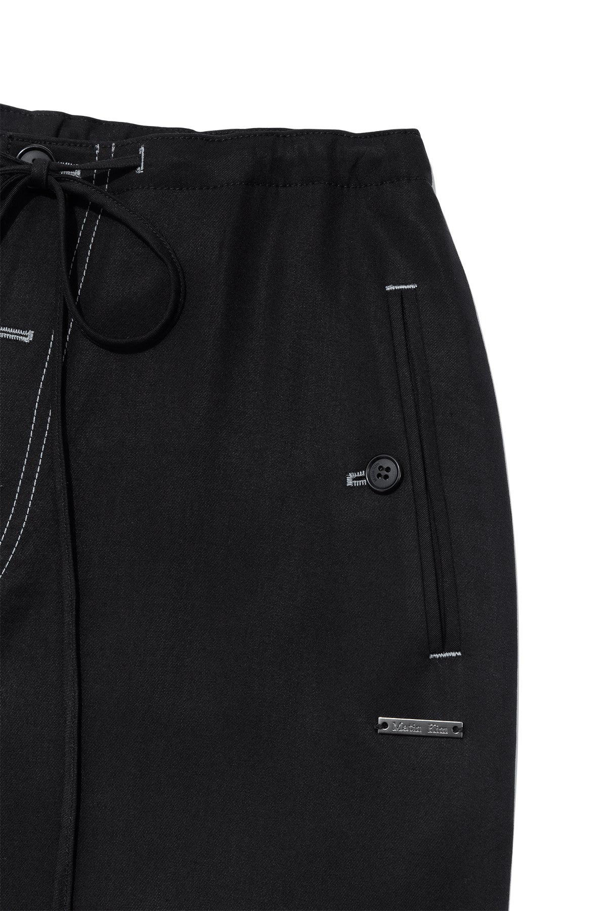 matinkim BUTTON POINT STRING WIDE PANTS IN BLACK