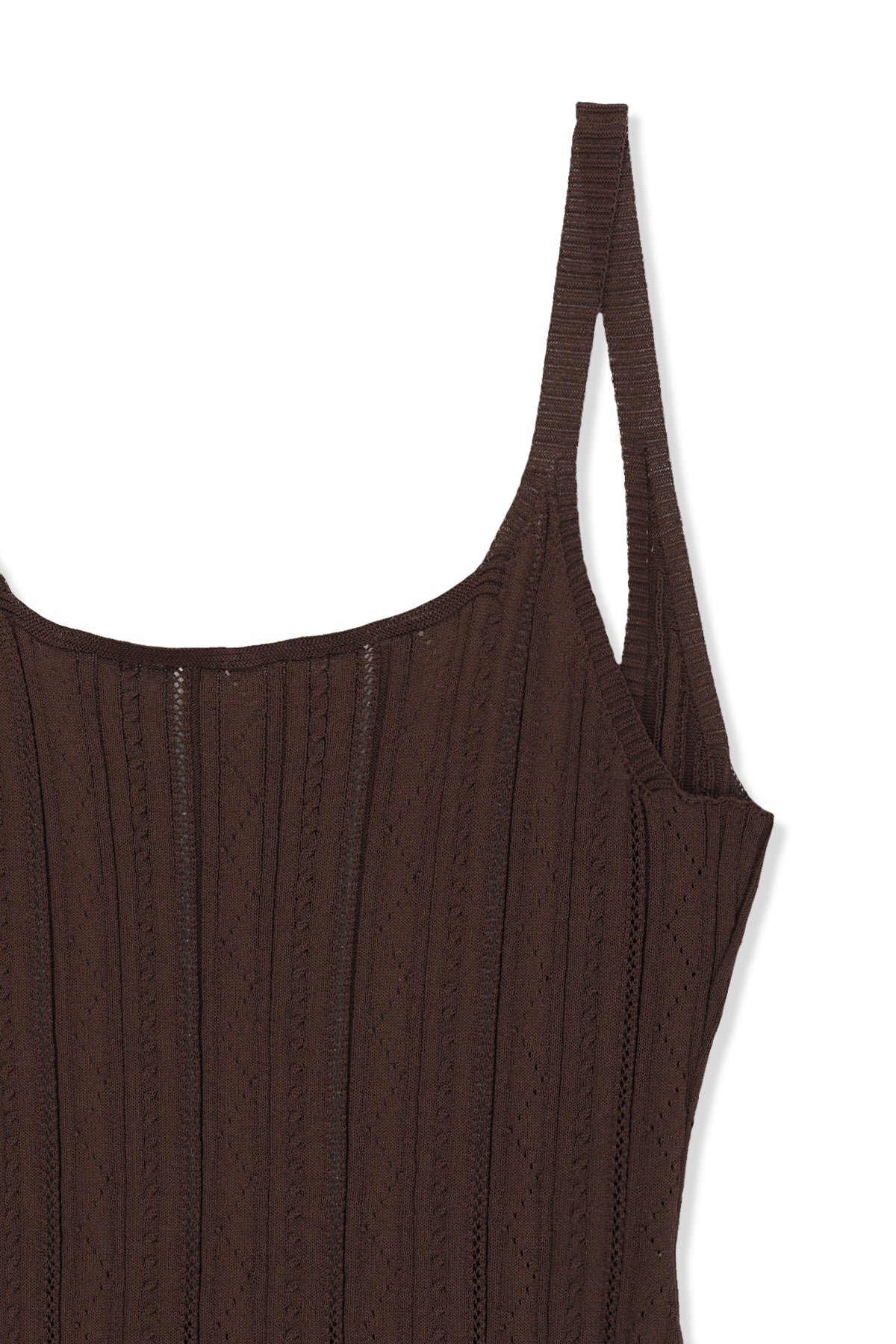 matinkim OPEN BACK RIBBED KNIT DRESS IN BROWN