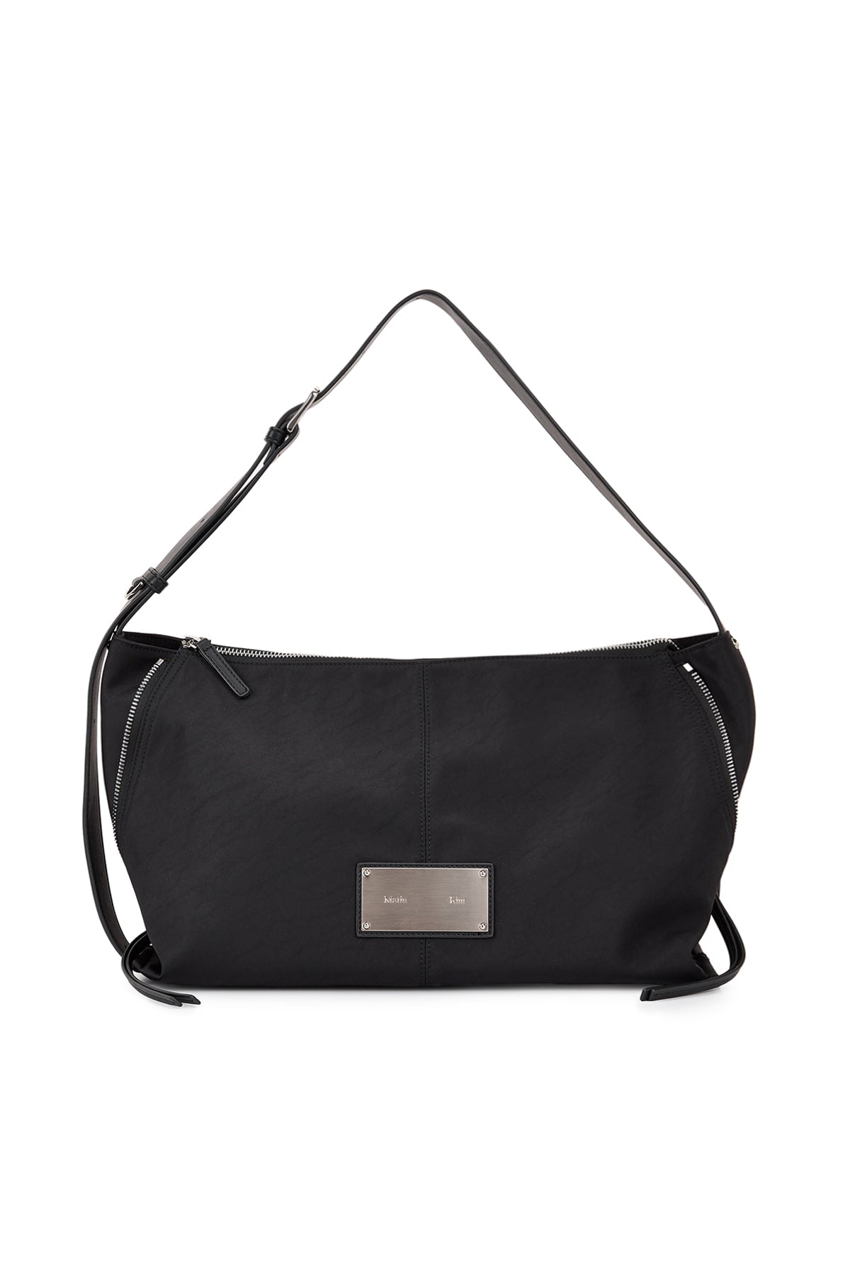 matinkim SIDE ZIPPER FABRIC SHOULDER BAG IN BLACK