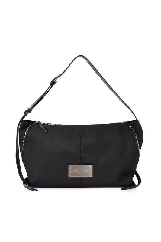matinkim SIDE ZIPPER FABRIC SHOULDER BAG IN BLACK