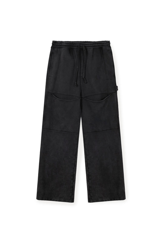 matinkim CUT OUT WASHED SWEATPANTS FOR MEN IN CHARCOAL