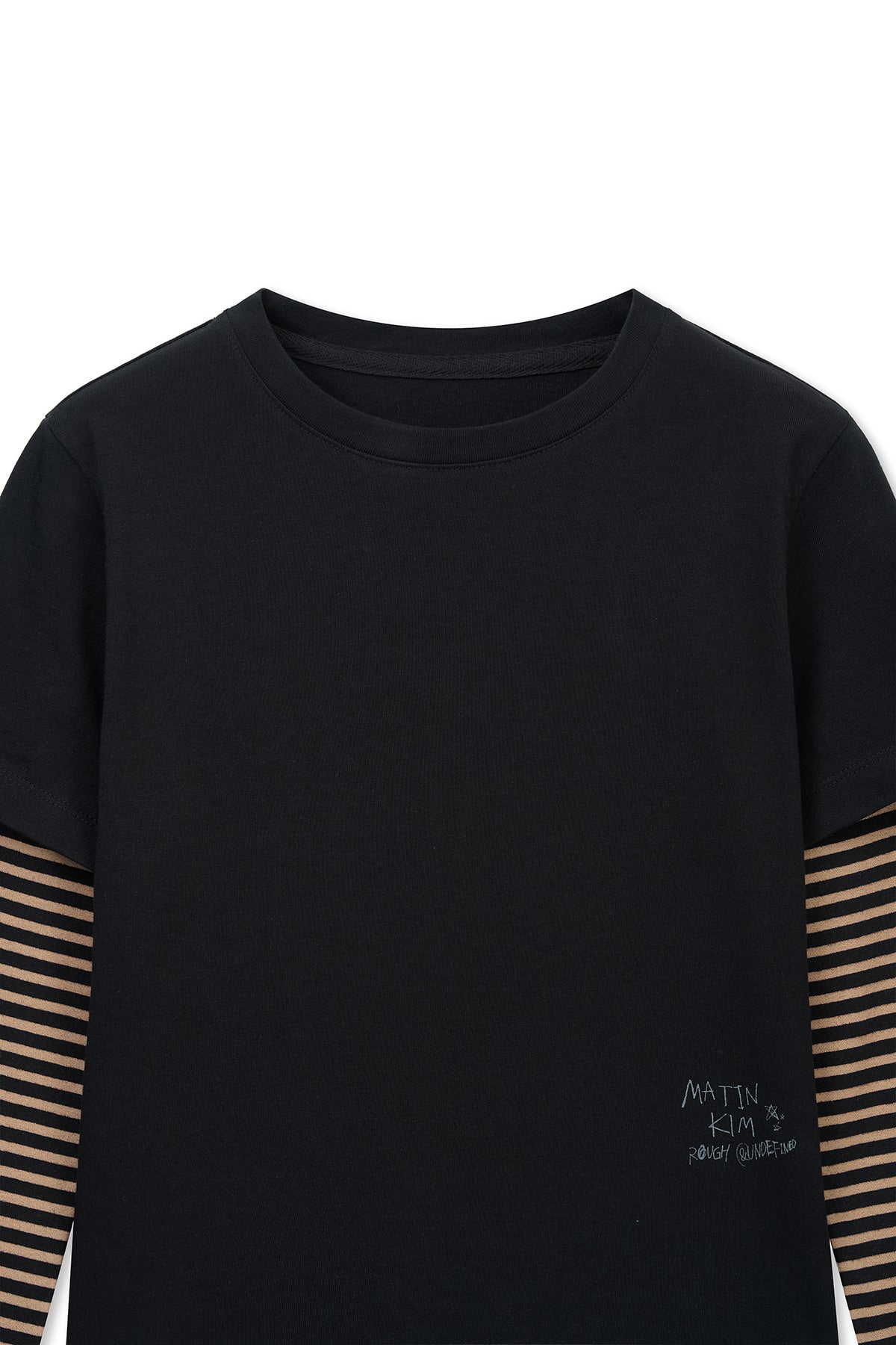 matinkim GRAFFITI LOGO STRIPE LAYERED TOP IN BLACK