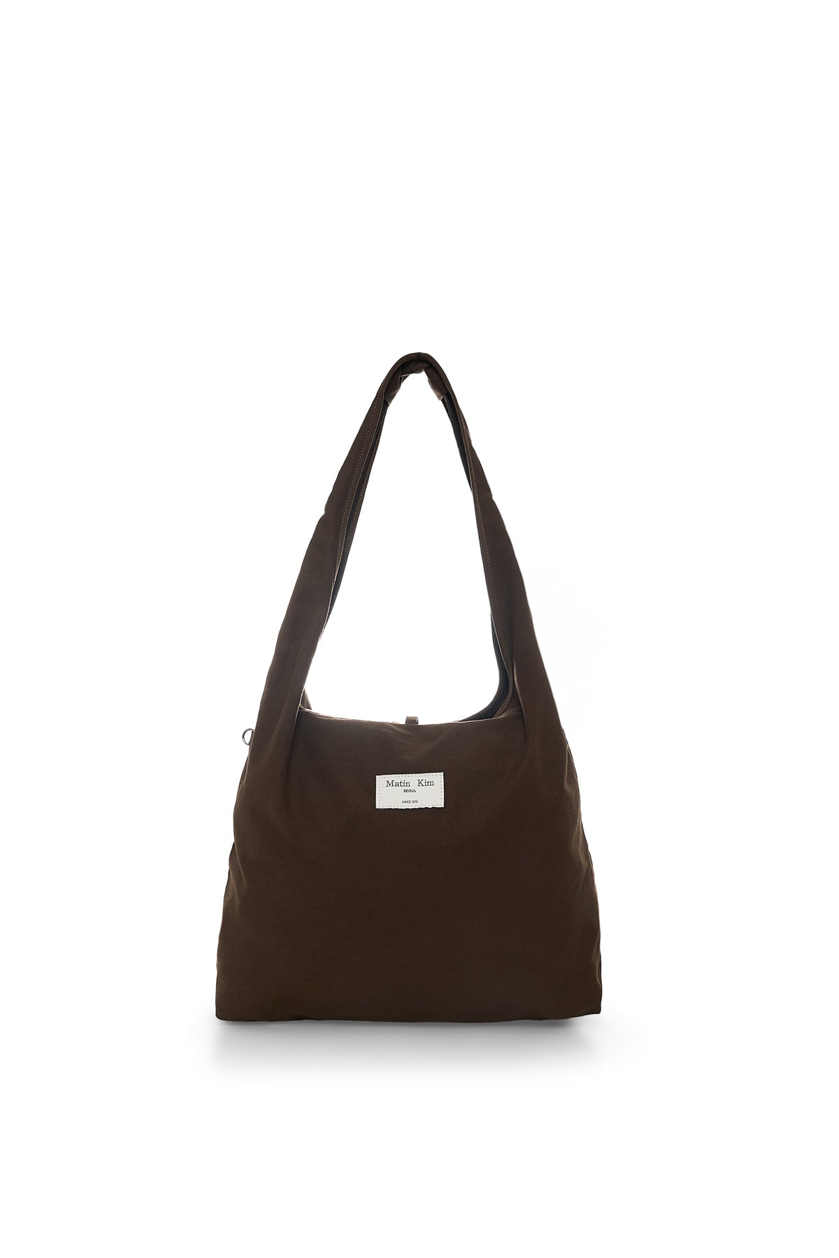 matinkim LOGO POINT ROUND ECOBAG IN KHAKI BROWN