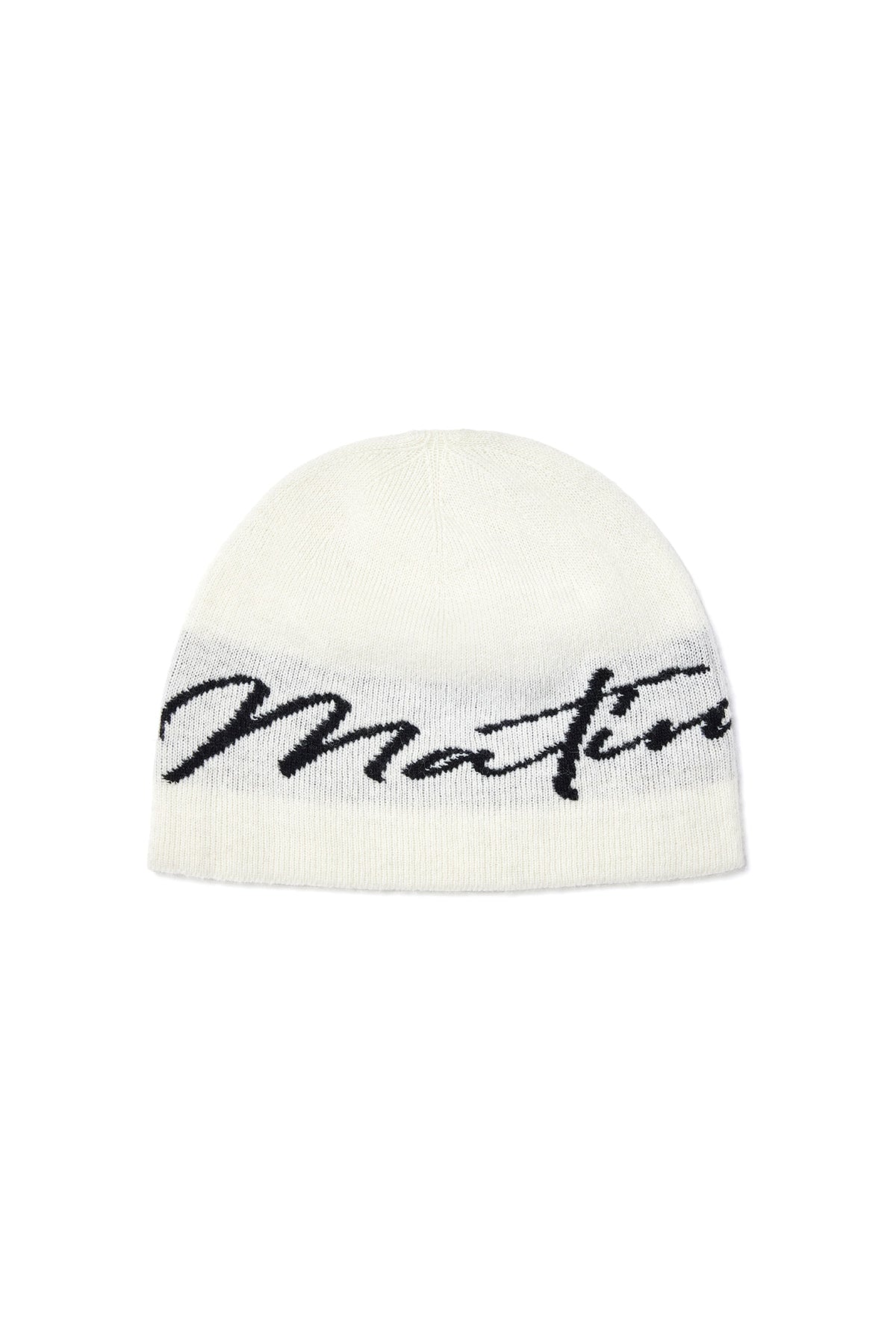 matinkim MATIN LOGO SCRIPT BEANIE IN IVORY