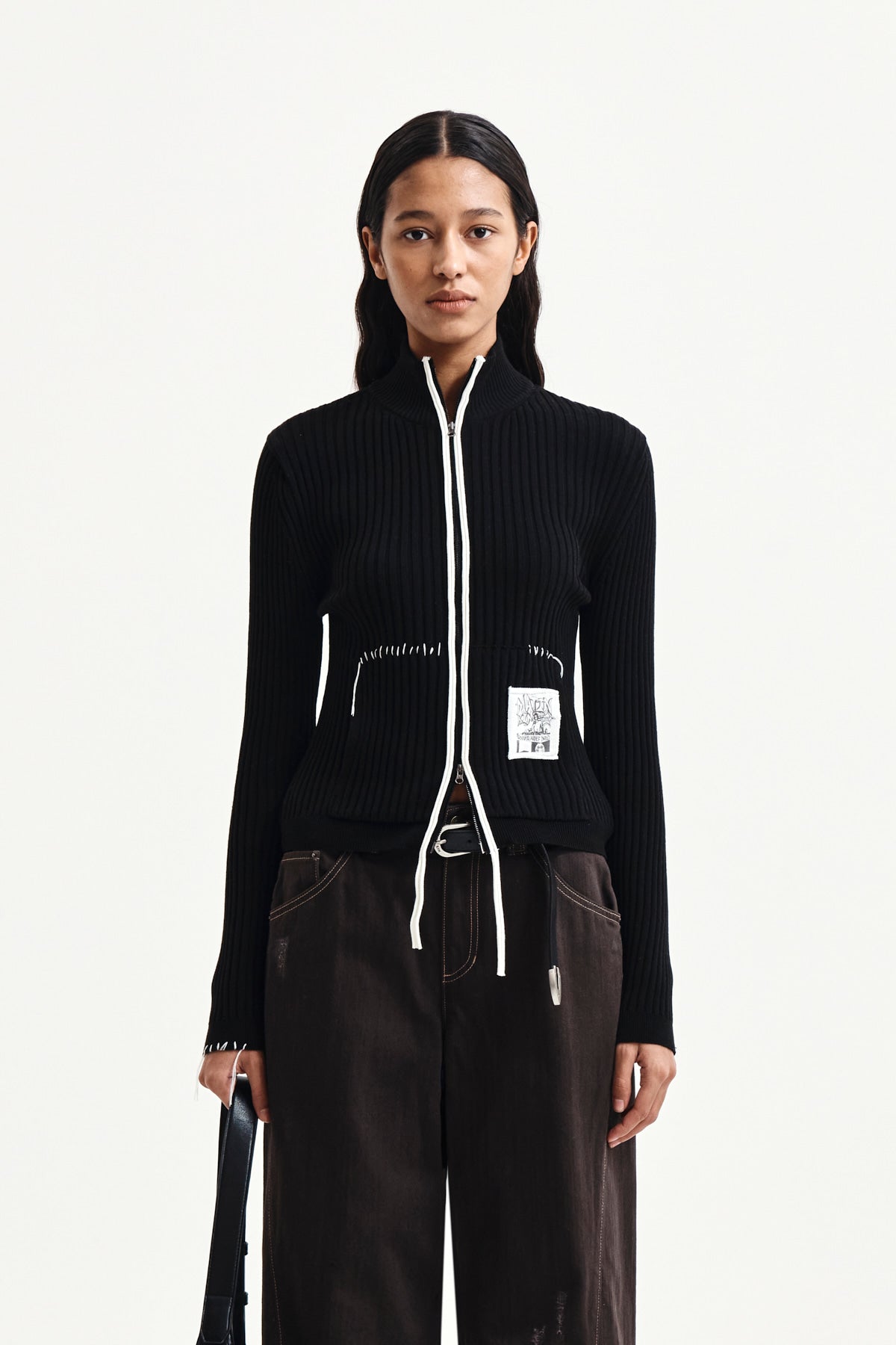 matinkim HANDCRAFT SLIM FIT CARDIGAN IN BLACK