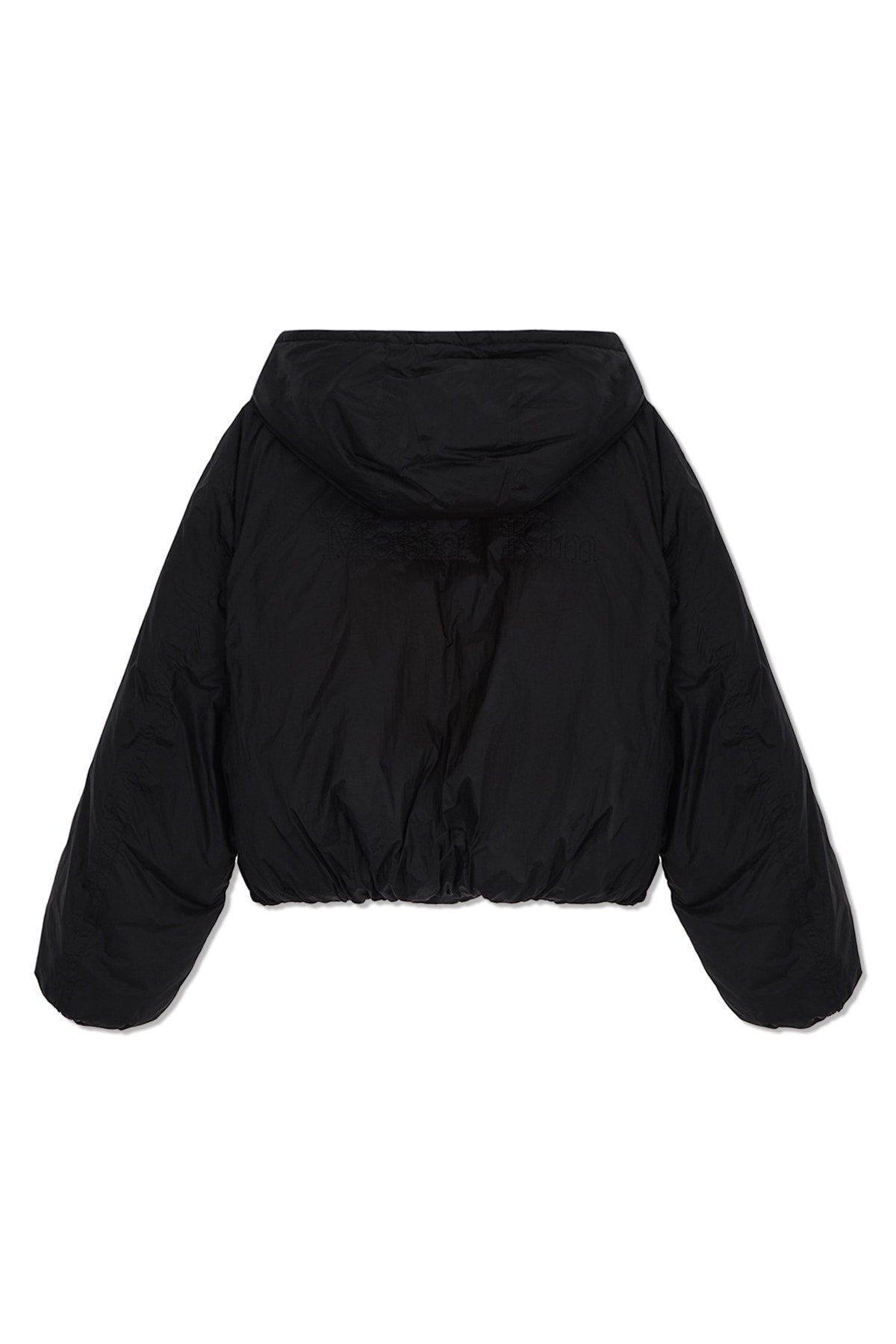 matinkim BACK LOGO HOODY SHORT DOWN JUMPER IN BLACK