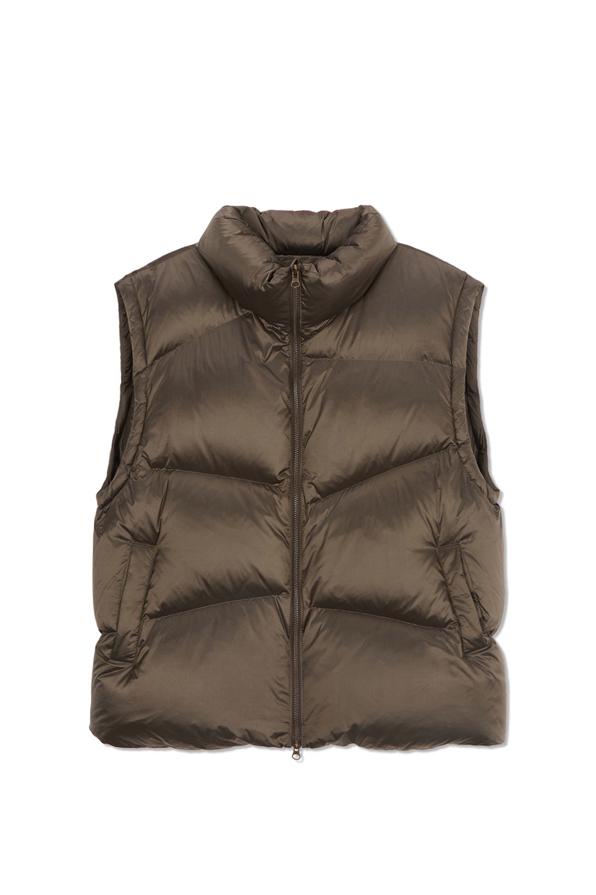 matinkim UNBALANCE QUILTED DOWN VEST FOR MEN IN KHAKI BROWN