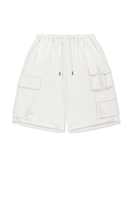 matinkim TERRY UTILITY POCKET BERMUDA PANTS IN WHITE
