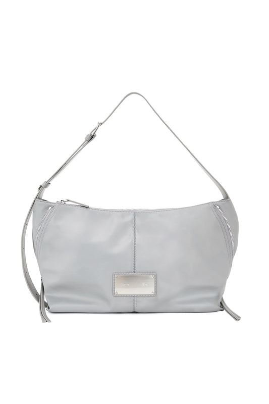 matinkim SIDE ZIPPER FABRIC SHOULDER BAG IN GREY
