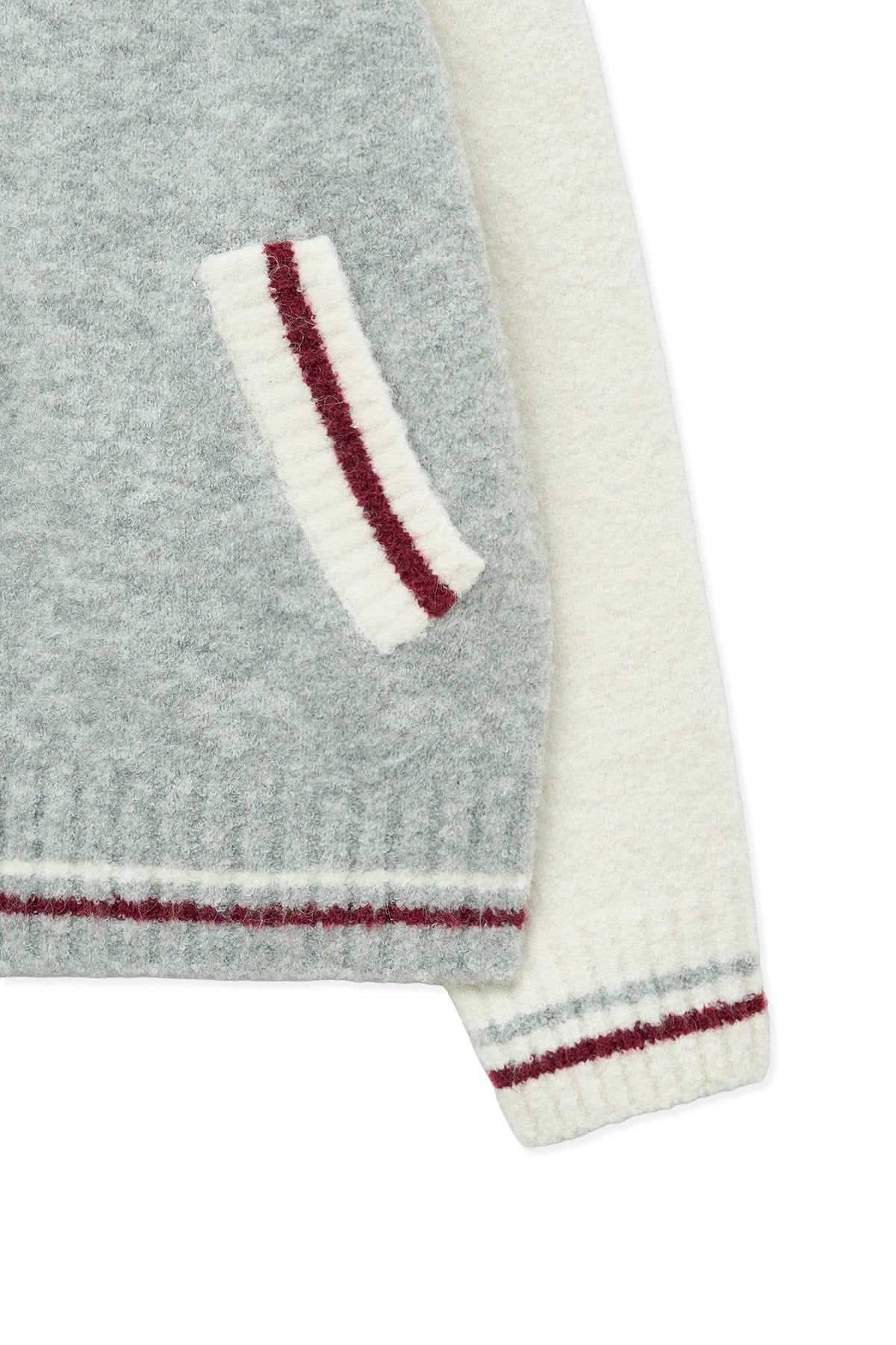 matinkim HIGH NECK RAGLAN KNIT ZIP UP FOR MEN IN IVORY