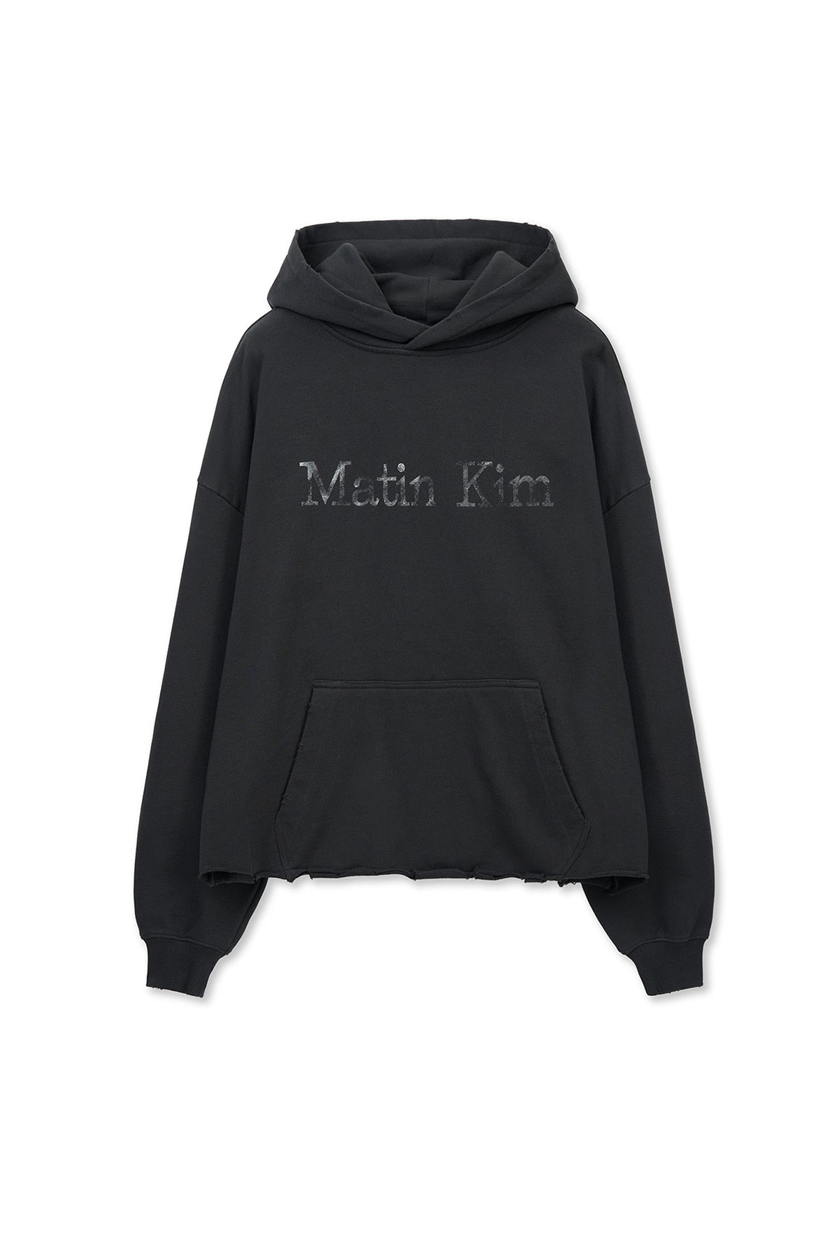 matinkim RAW EDGE HEM SWEAT HOODY IN CHARCOAL