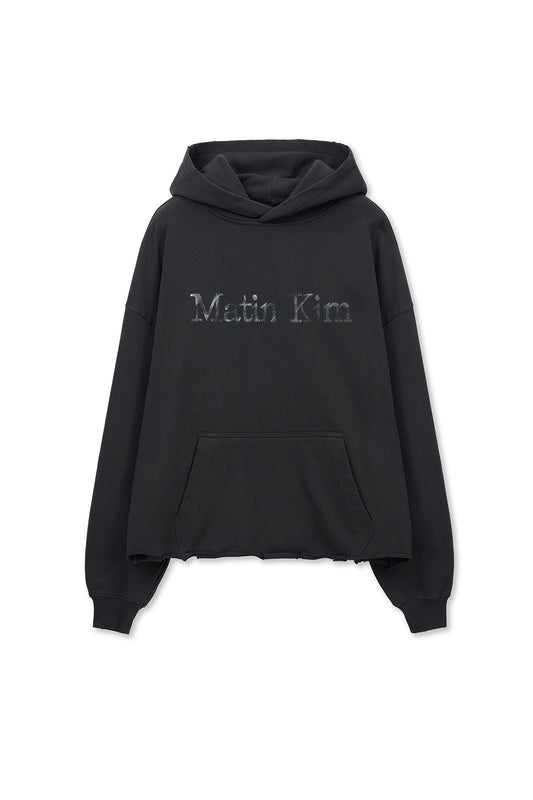 matinkim RAW EDGE HEM SWEAT HOODY IN CHARCOAL