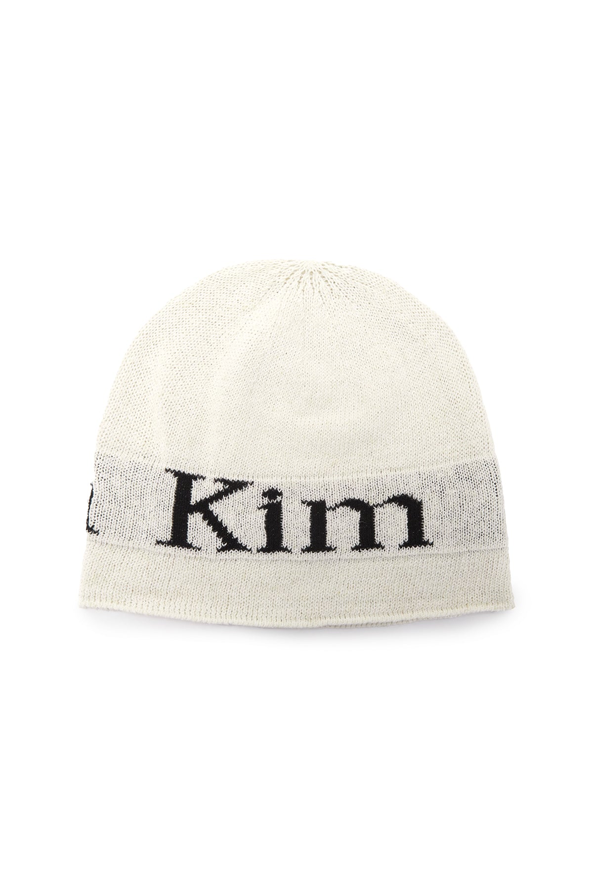 matinkim LOGO LINEN SHORT BEANIE IN WHITE