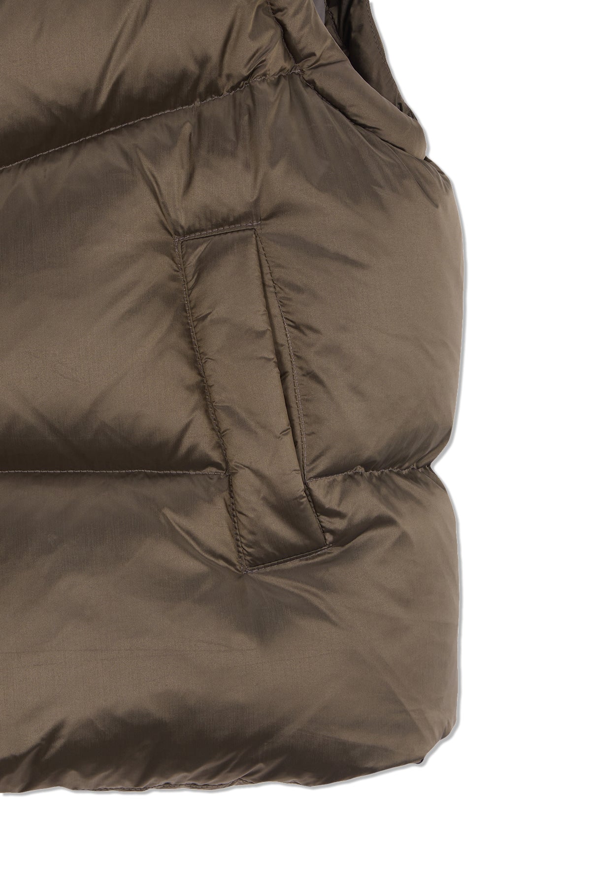 matinkim UNBALANCE QUILTED DOWN VEST FOR WOMEN IN KHAKI BROWN