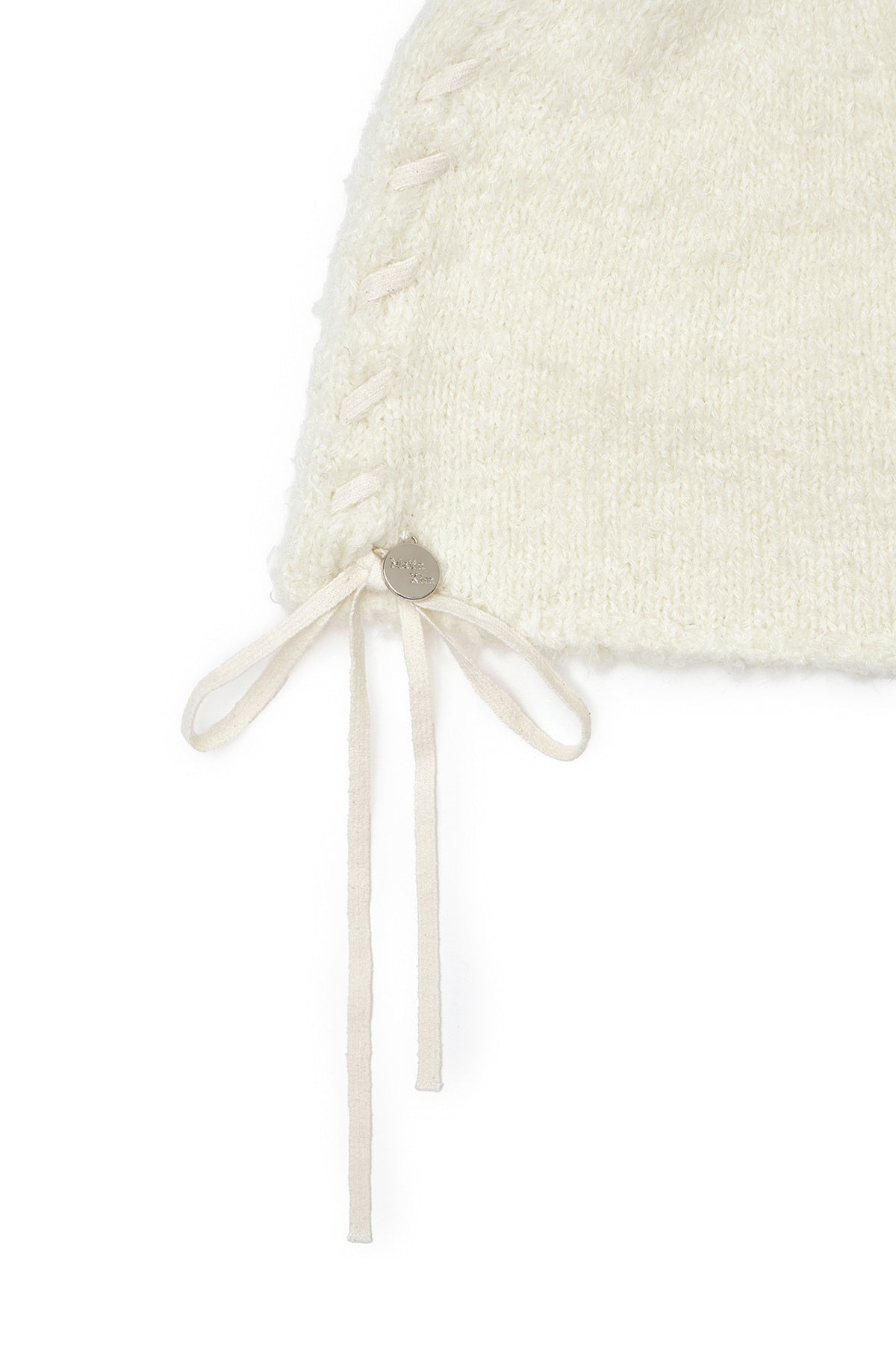 matinkim RIBBON TIE KNIT BEANIE IN IVORY