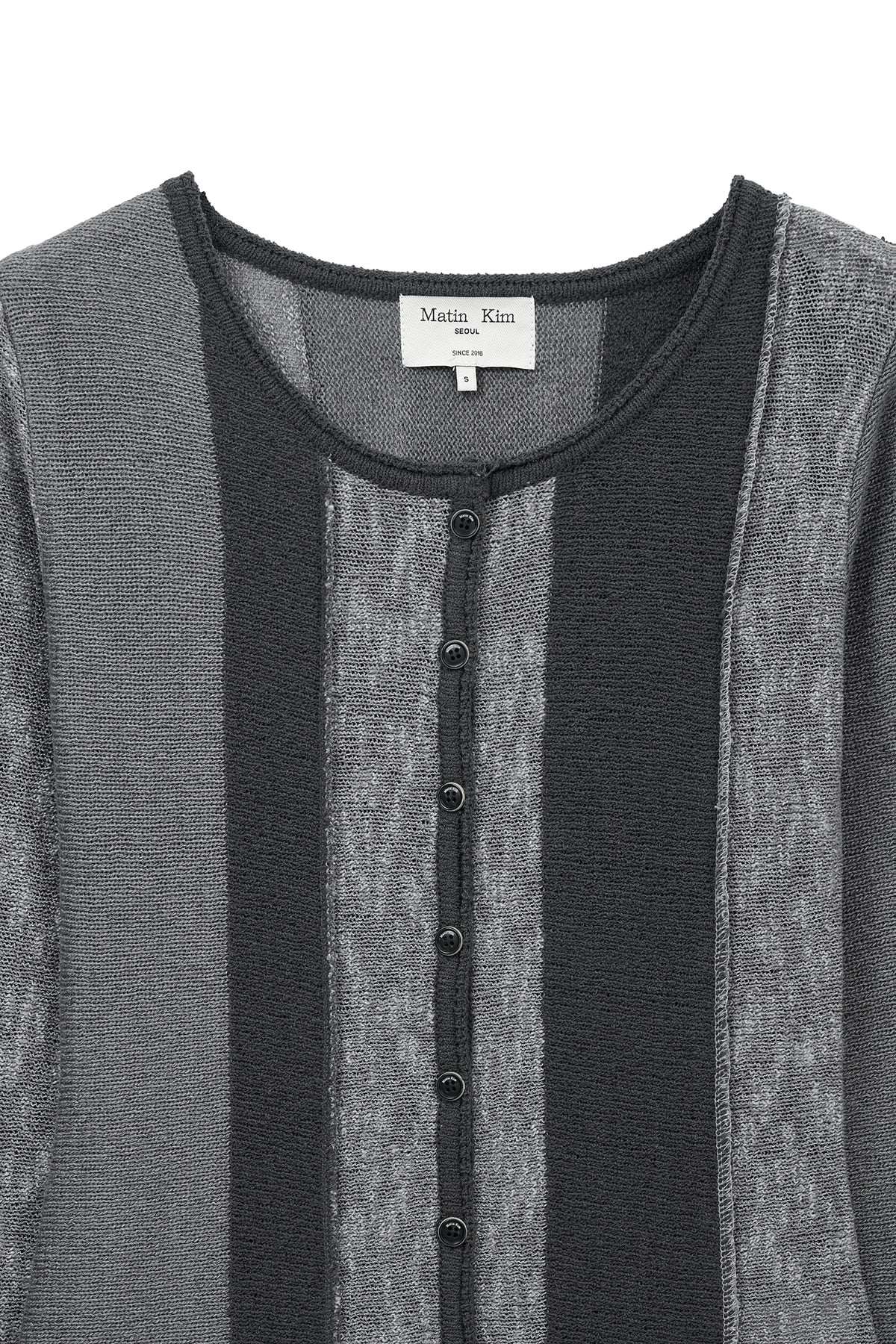 matinkim COLOR BLOCK SLIM KNIT CARDIGAN IN CHARCOAL