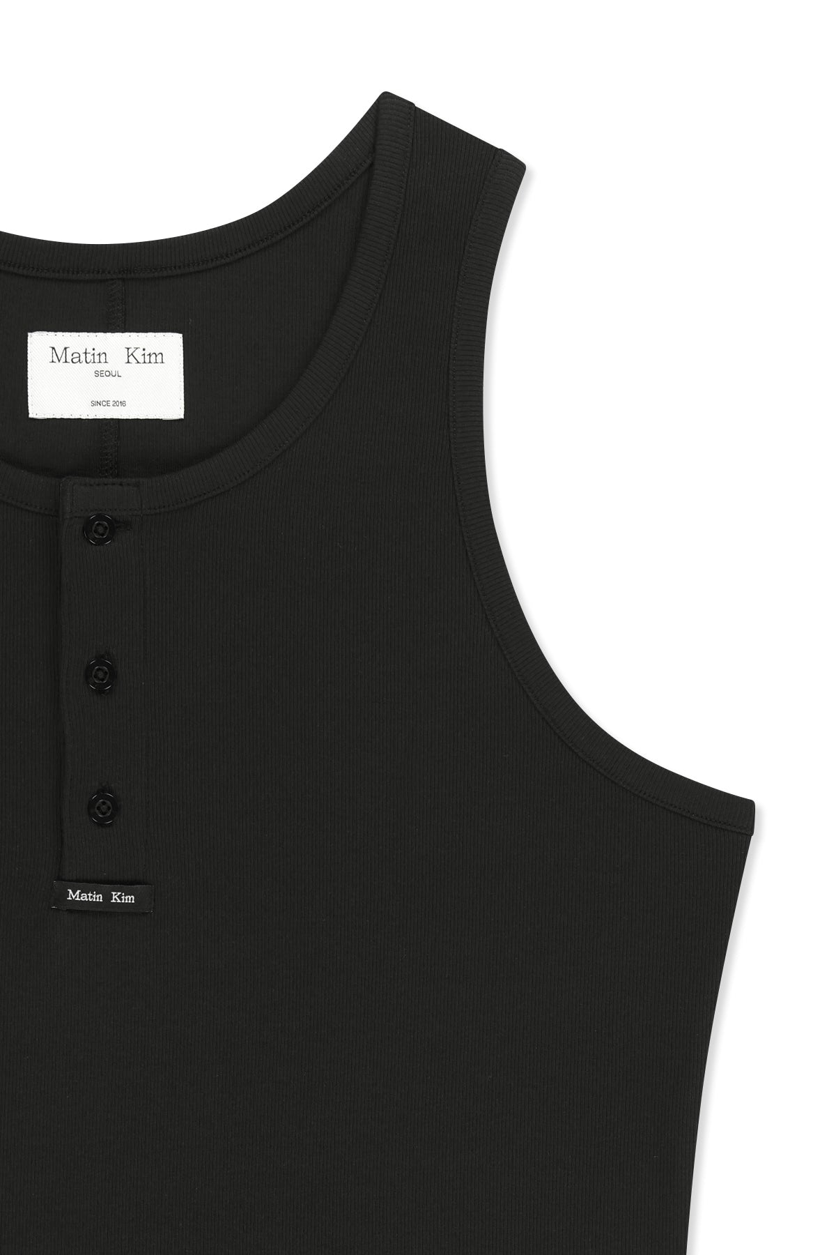 matinkim SLEEVELESS HENLEY TOP FOR MEN IN BLACK