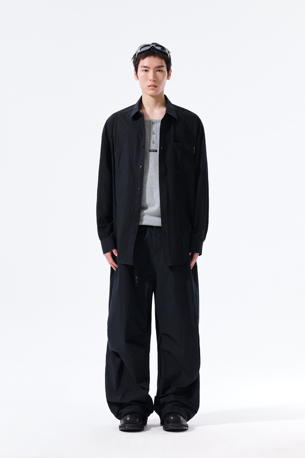 matinkim STRAP BELTED PANTS FOR MEN IN BLACK