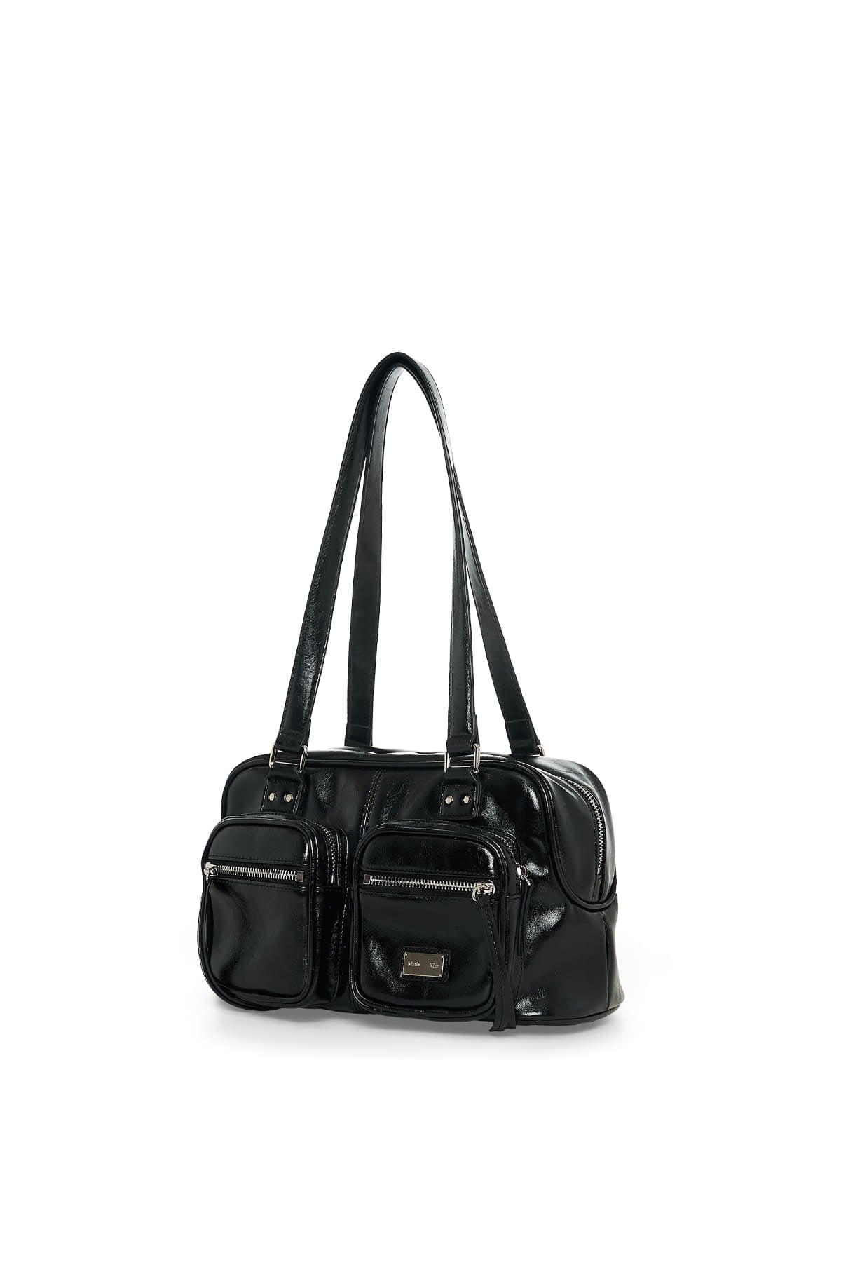 matinkim DOUBLE POCKET BRICK SHOULDER BAG IN BLACK