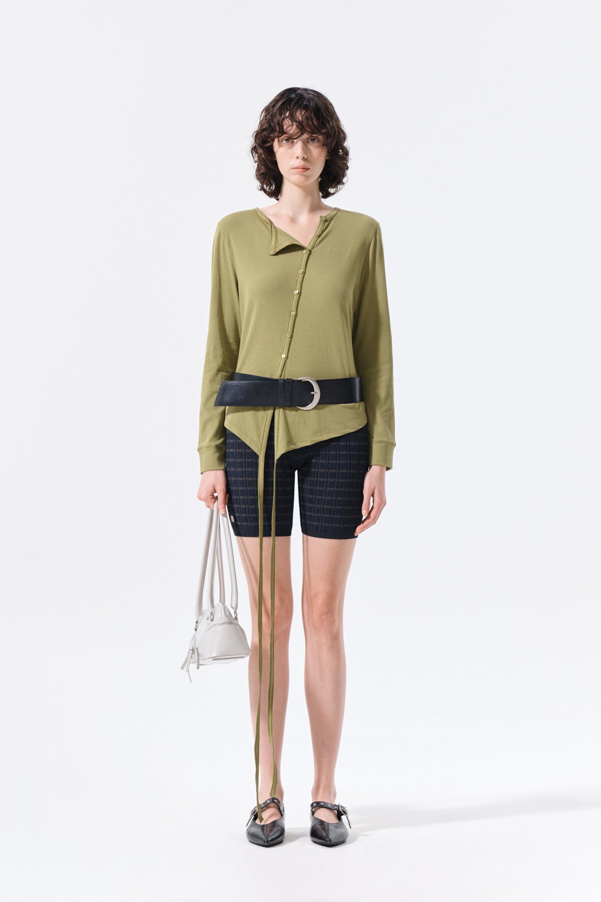 matinkim STRIPE KNIT SHORTS IN NAVY